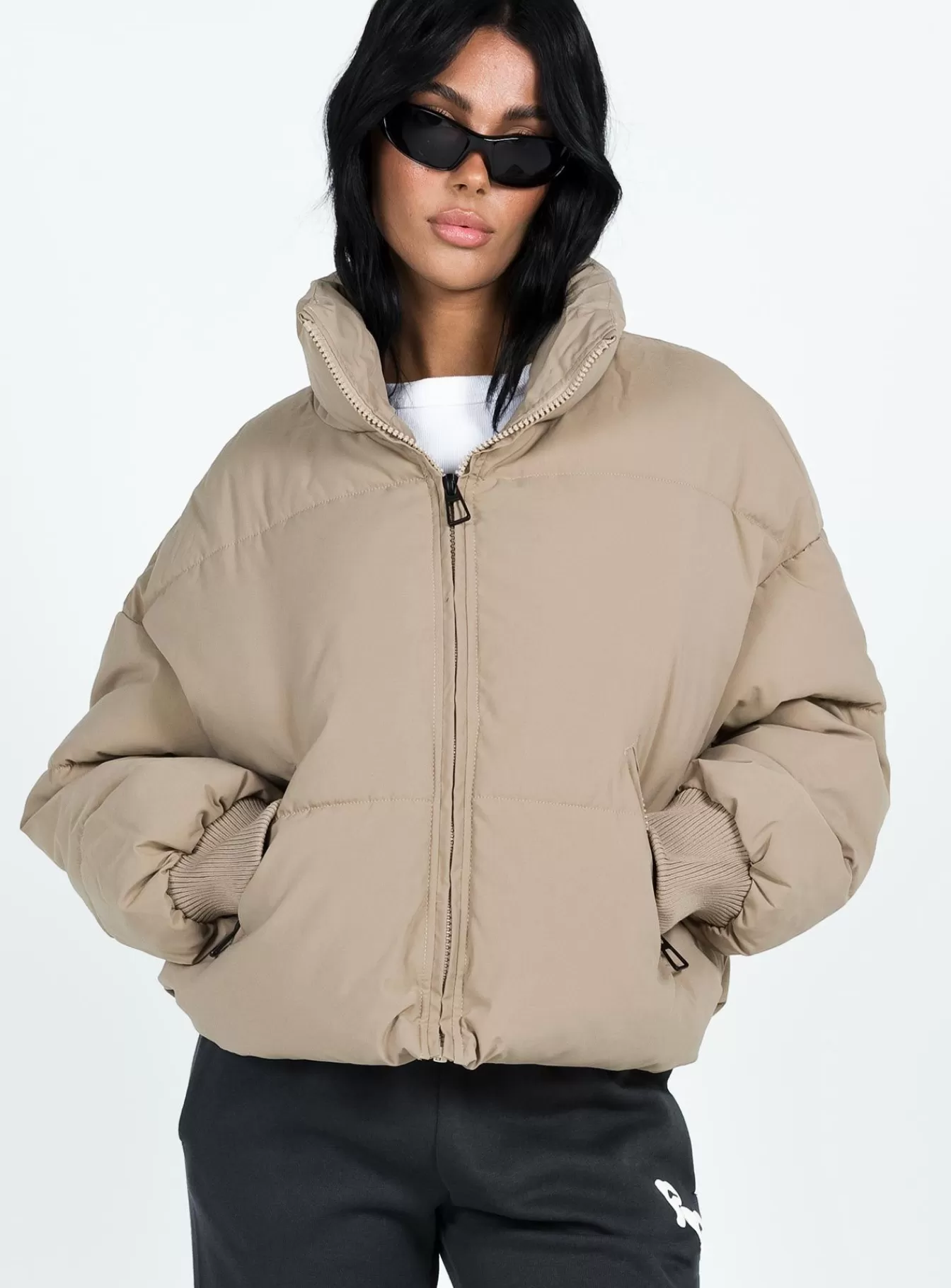 Princess Polly Puffer Jackets | 7Th Avenue Puffer Jacket Beige