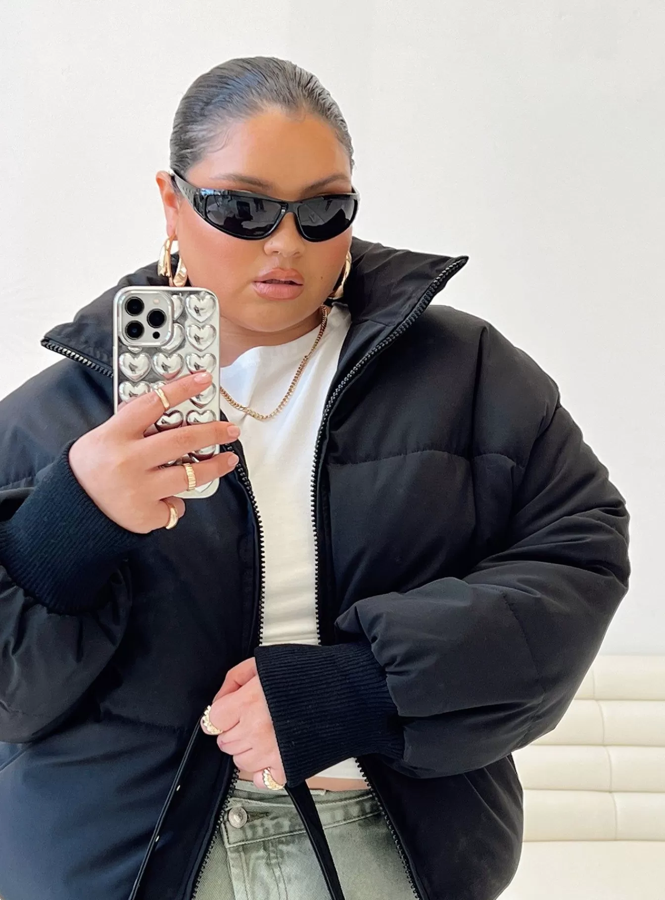 Princess Polly Lower Impact | Abe Puffer Jacket Curve Black