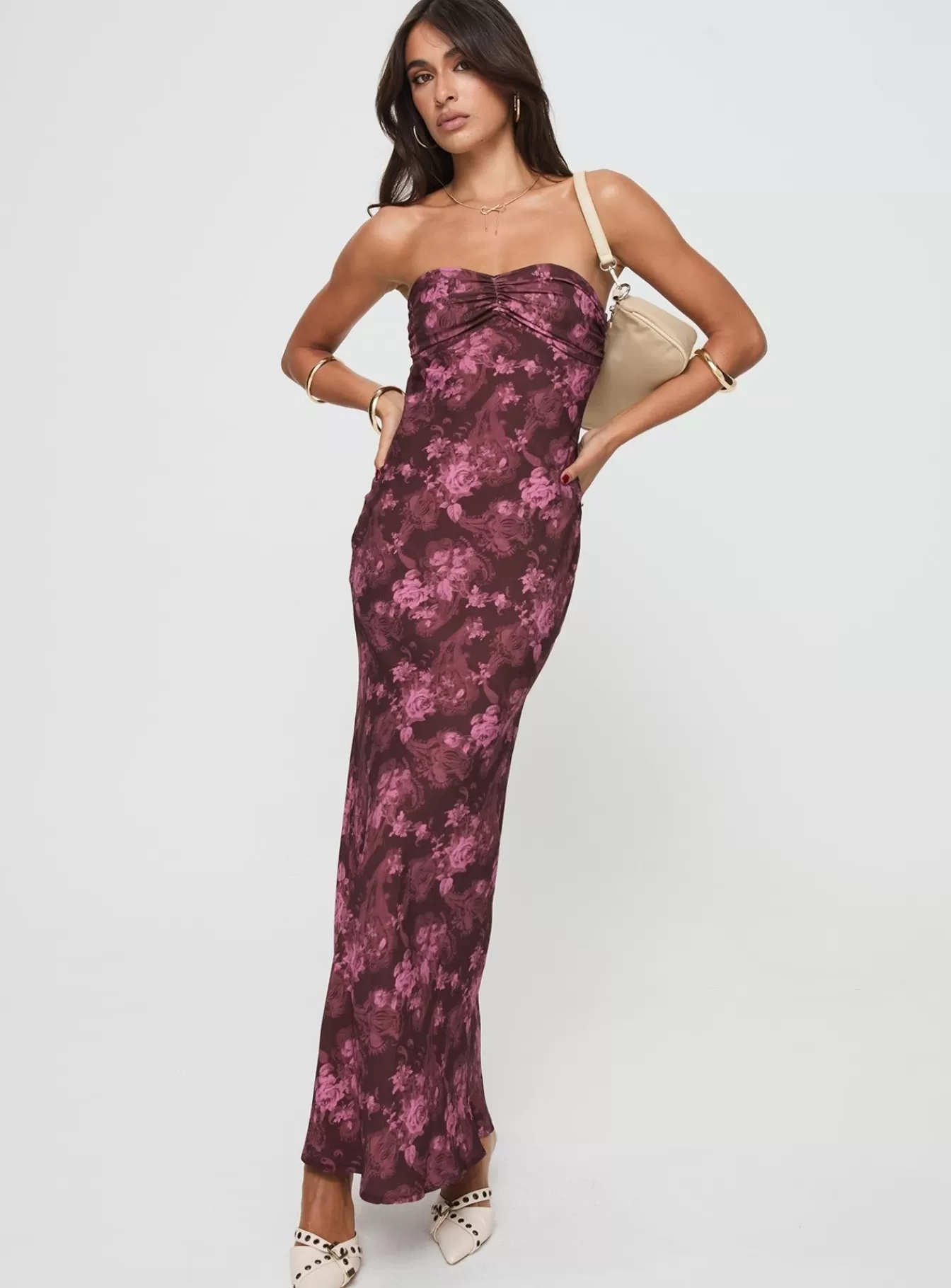 Princess Polly Maxi Dresses | Abeila Strapless Maxi Dress Burgundy