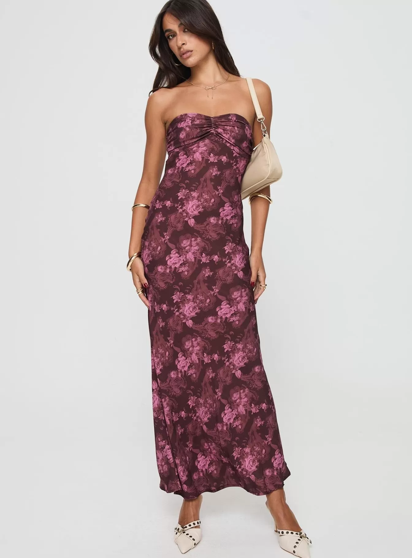 Princess Polly Maxi Dresses | Abeila Strapless Maxi Dress Burgundy