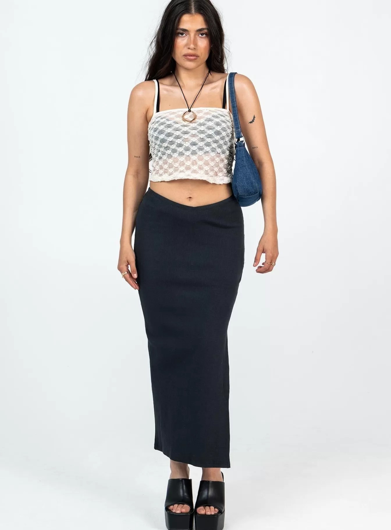 Princess Polly Basics | Abigail Midi Skirt Petite Black