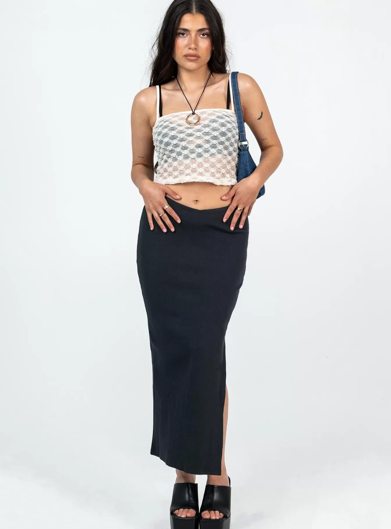 Princess Polly Basics | Abigail Midi Skirt Petite Black