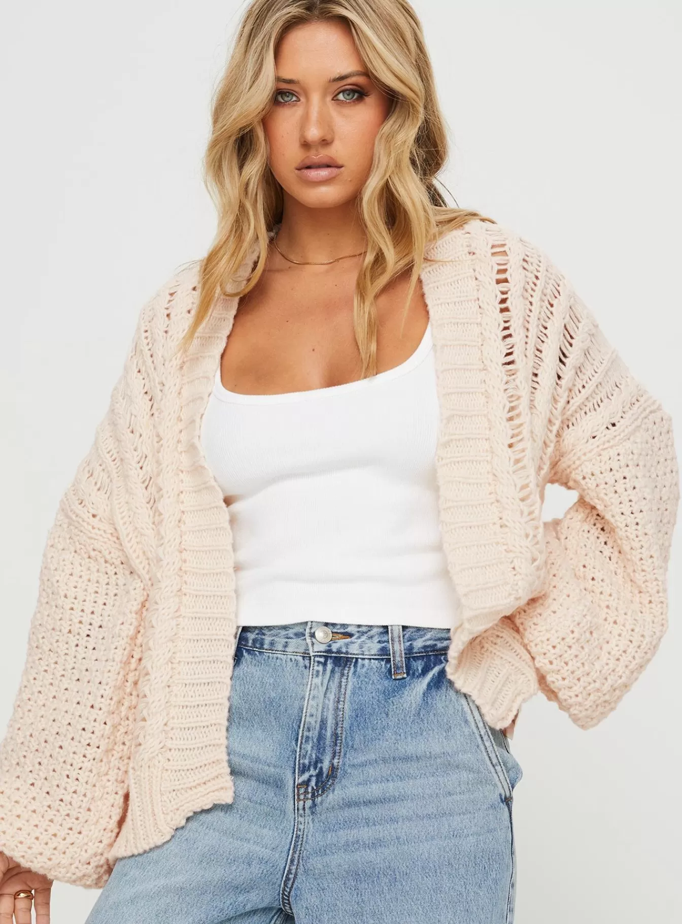 Princess Polly Knitted Sweaters | Abner Cable Cardigan Beige