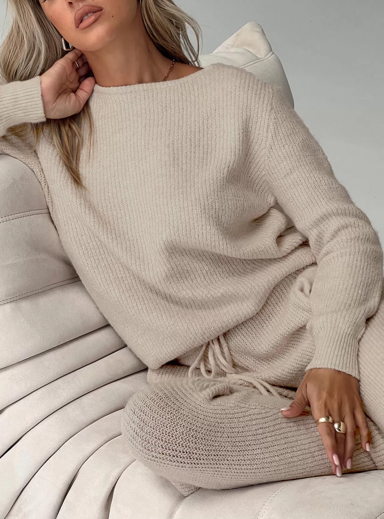 Princess Polly Knitted Sweaters | Abrams Rib Knit Crew Sweater Beige