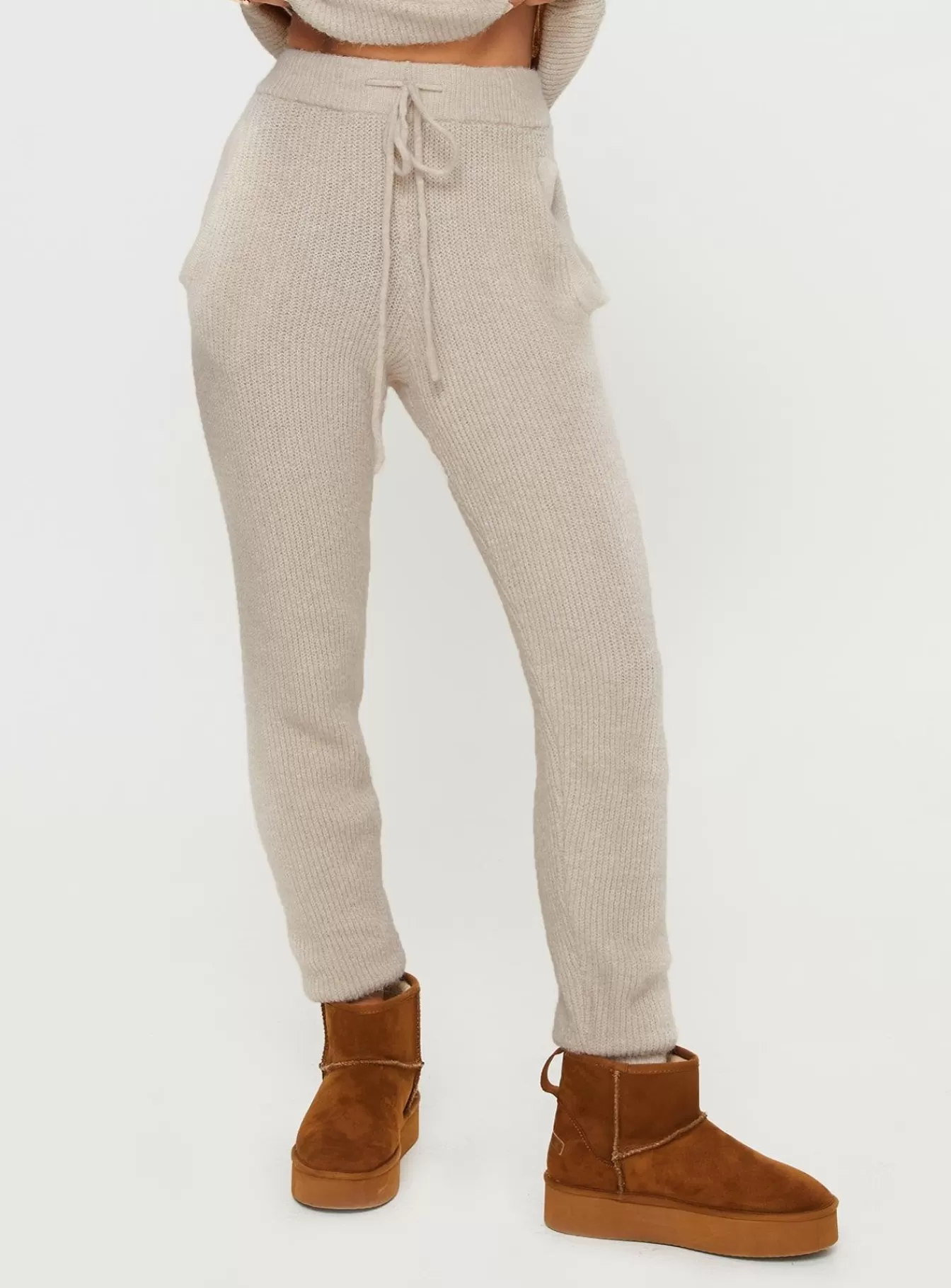 Princess Polly Pants | Abrams Rib Knit Pant Beige
