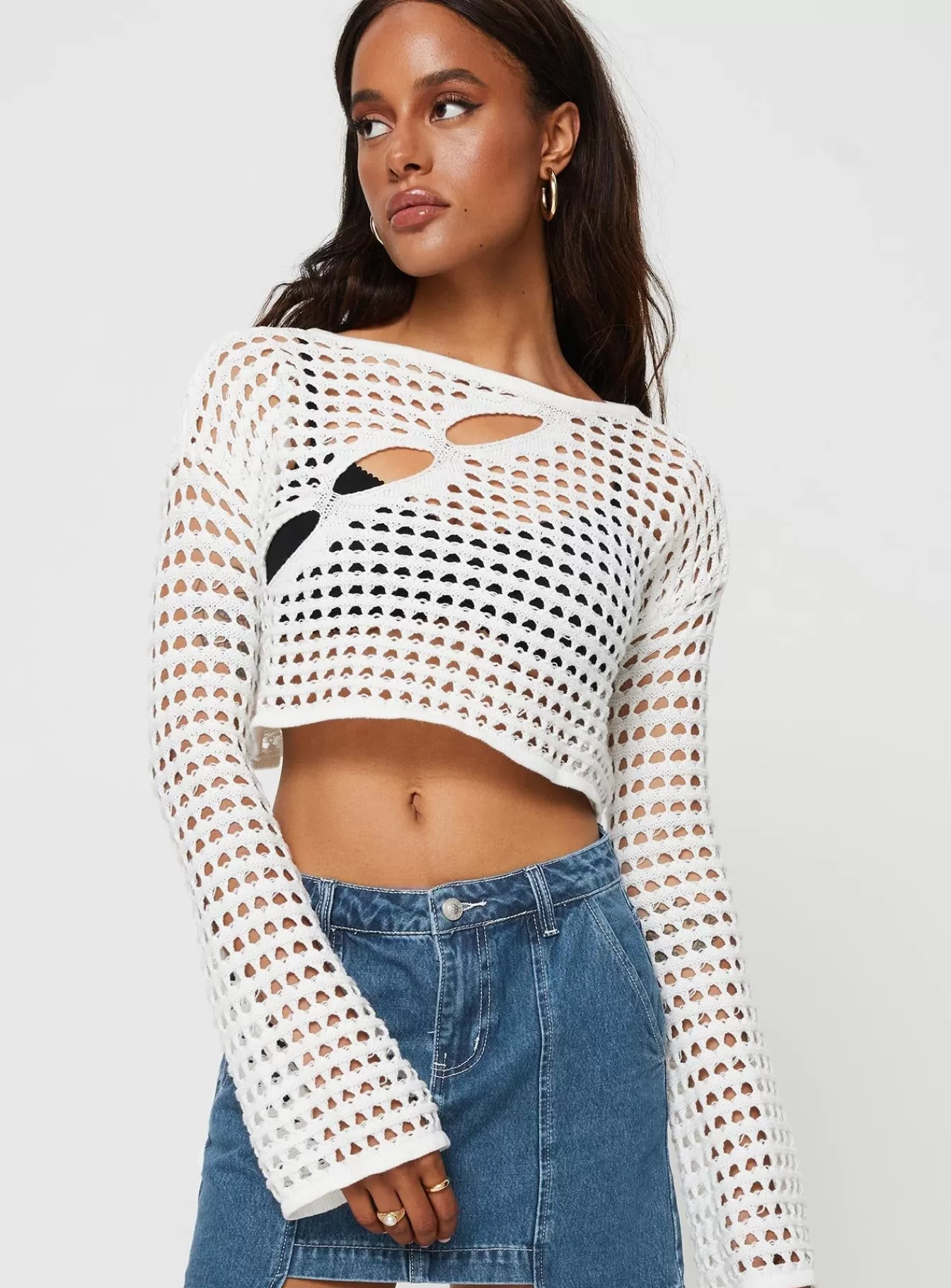 Princess Polly Knitted Sweaters | Acacia Asymmetric Cut-Out Sweater Cream