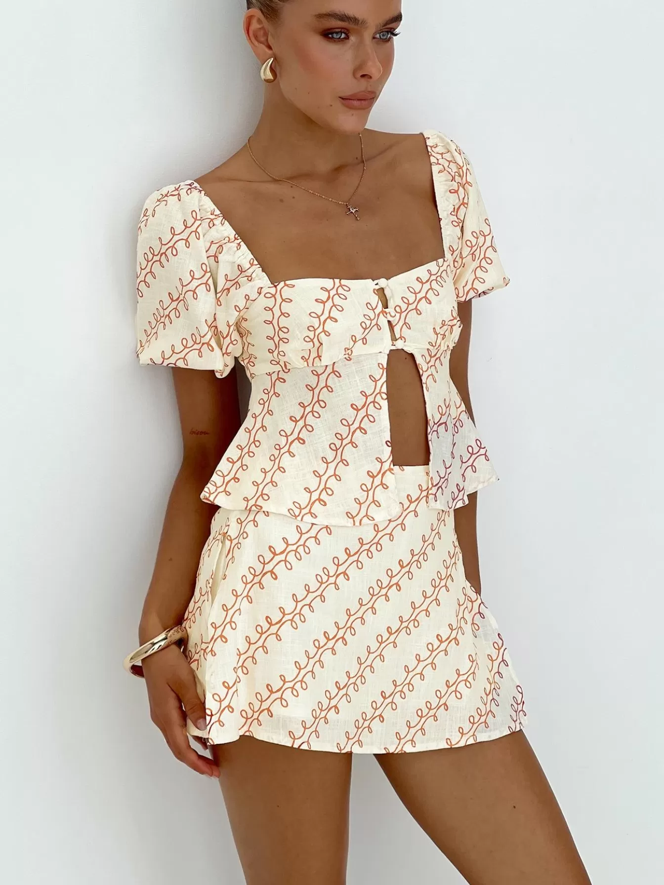 Princess Polly Mini Skirts | Adios Linen Blend Skort Multi