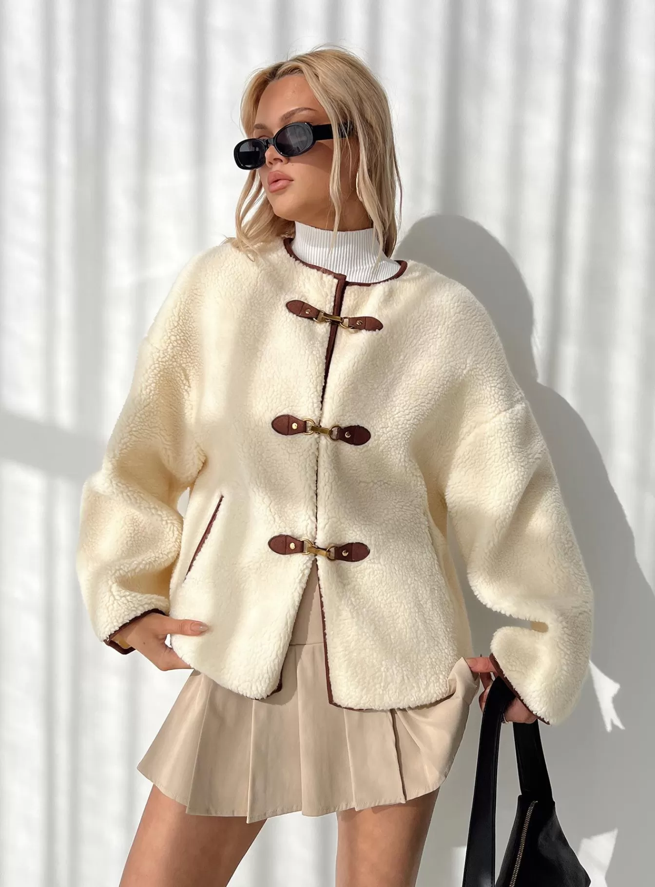 Princess Polly Coats | Adylic Teddy Coat Cream / Brown