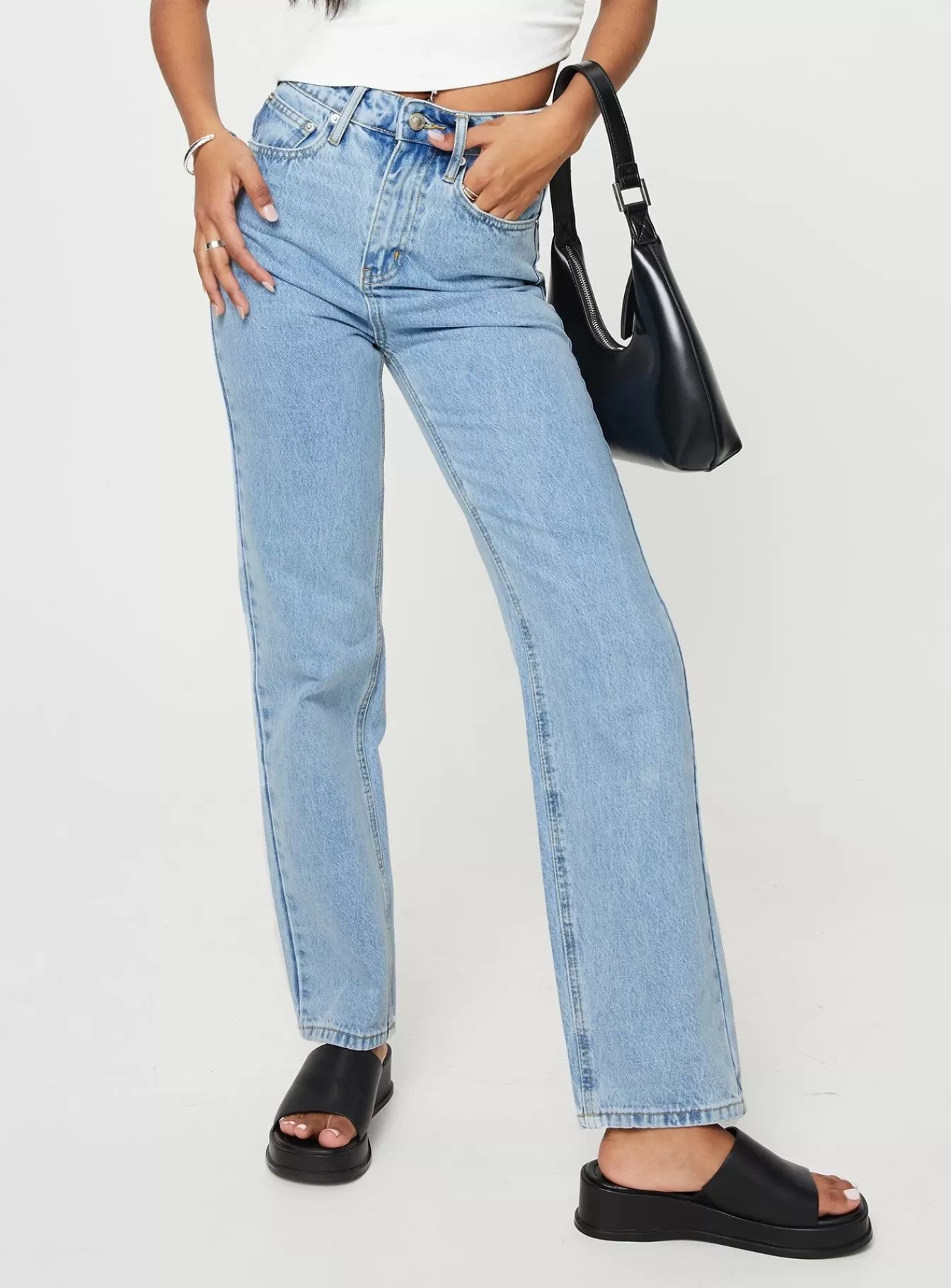 Princess Polly Jeans | Alexanderson Straight Leg Jeans Light Wash Denim