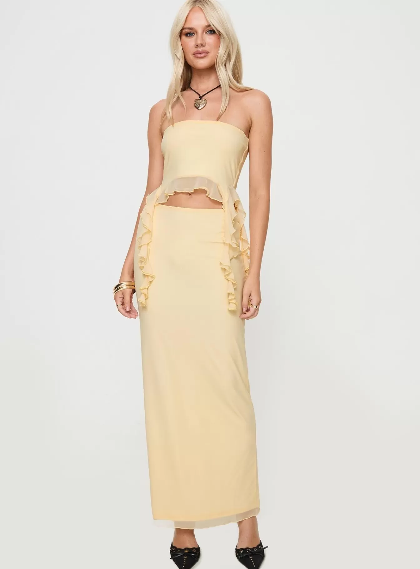 Princess Polly Maxi & Midi Skirts | Alfonso Ruffle Set Cream