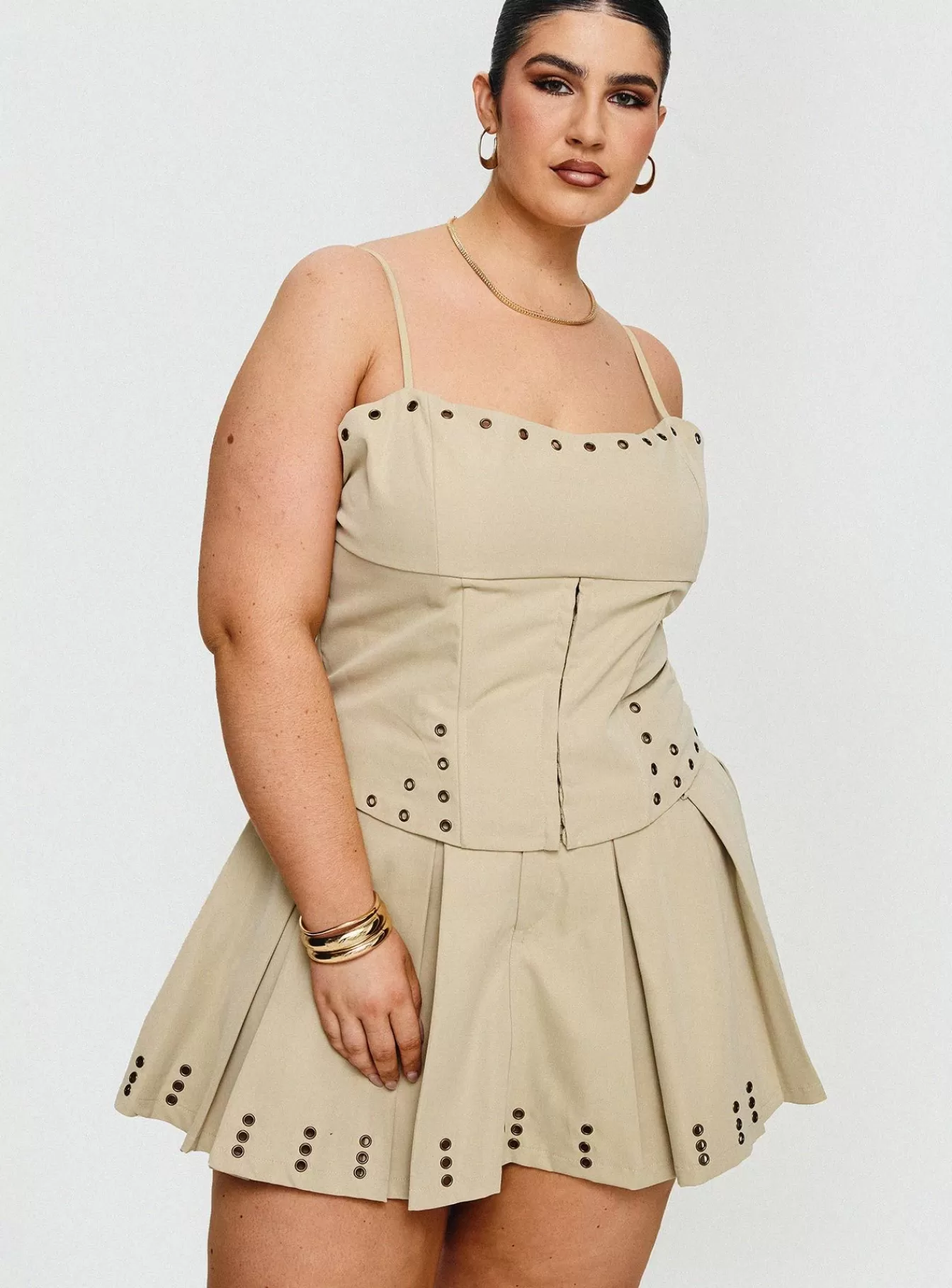 Princess Polly Skirts | Alinzia Eyelet Skort Curve Beige