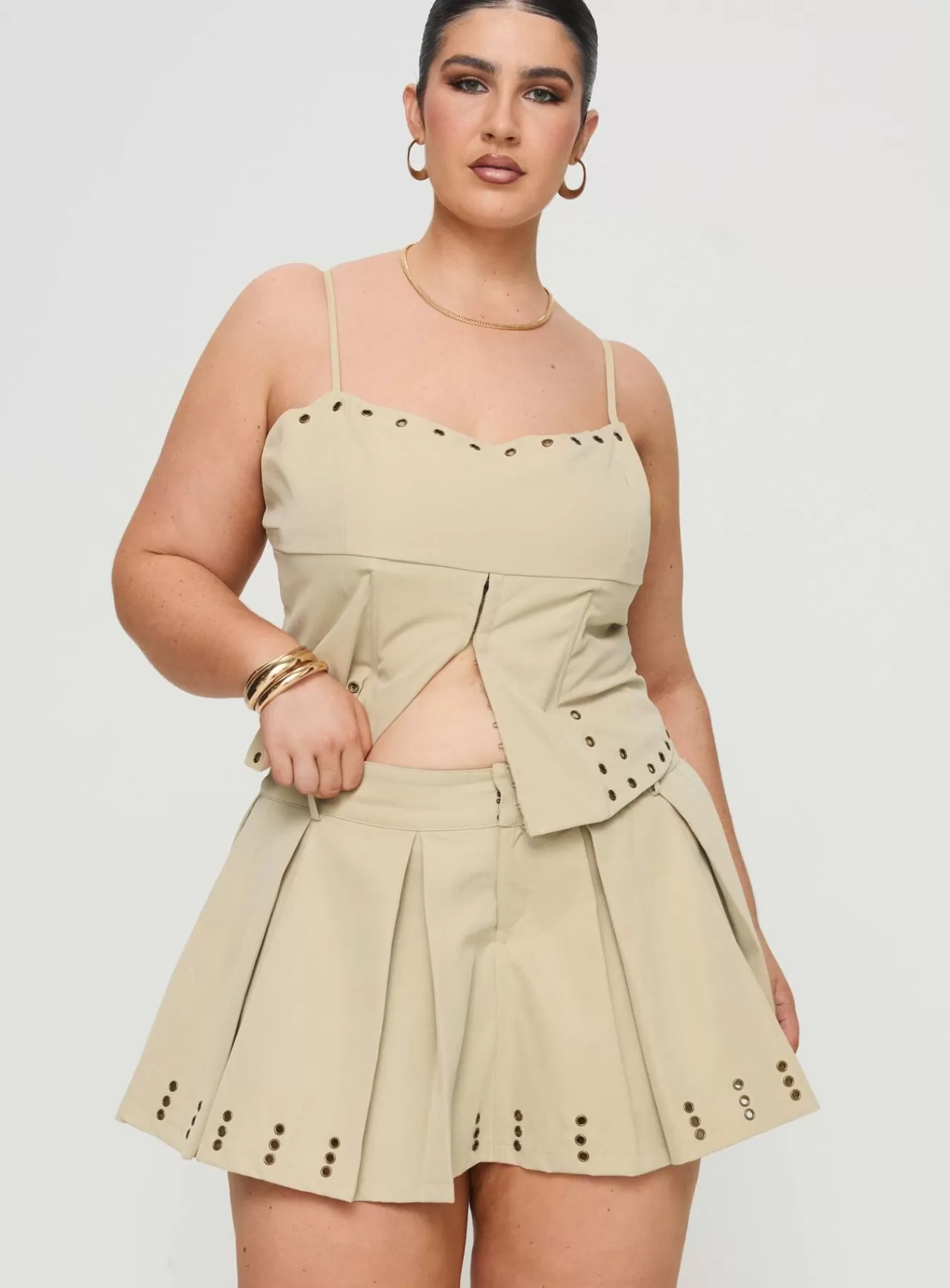 Princess Polly Skirts | Alinzia Eyelet Skort Curve Beige