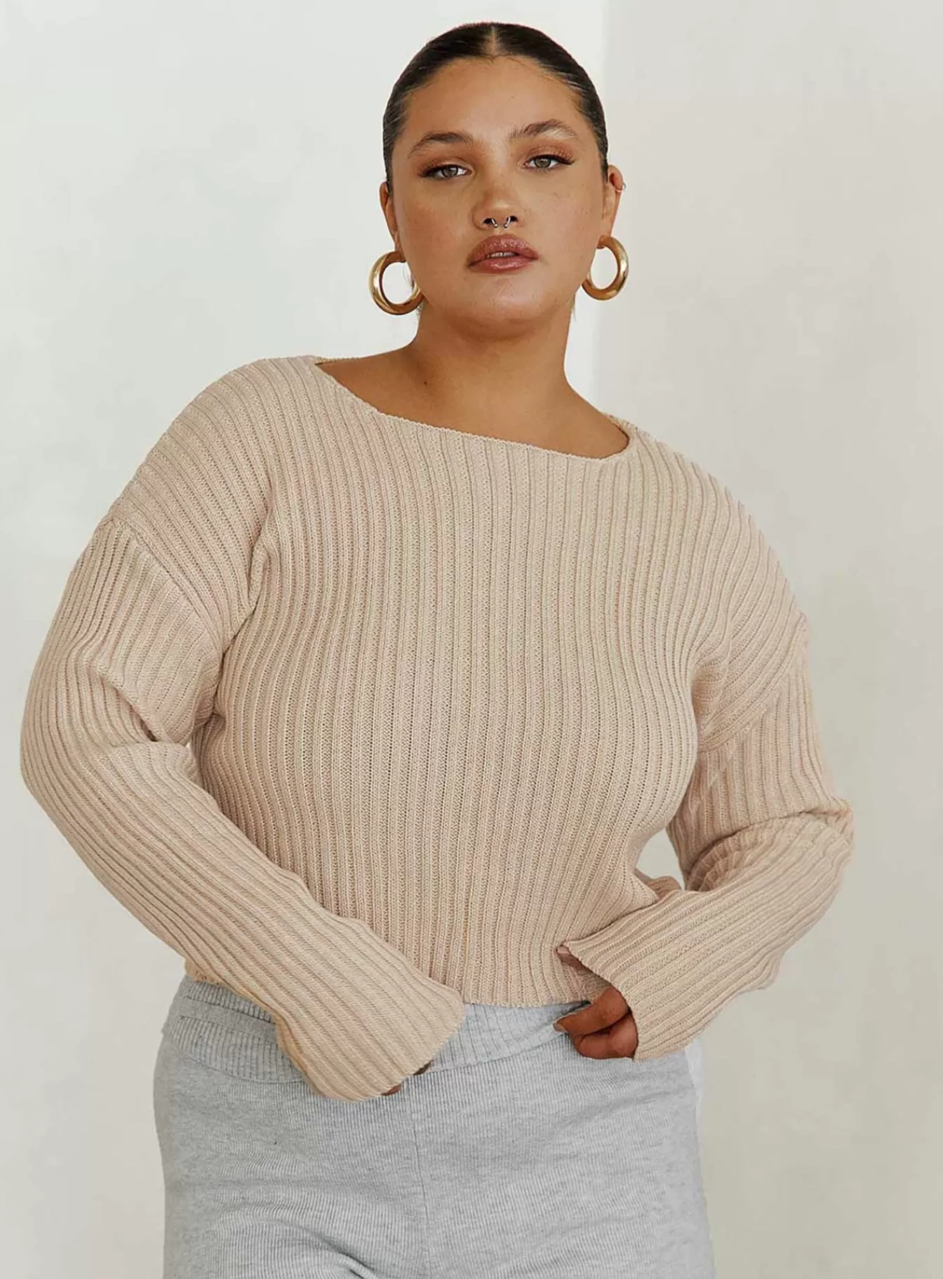 Princess Polly Knitted Sweaters | Alivia Cropped Sweater Curve Beige