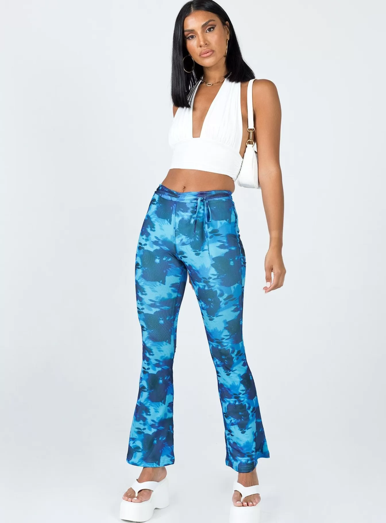 Princess Polly Pants | Allen Floral Flare Pants Blue