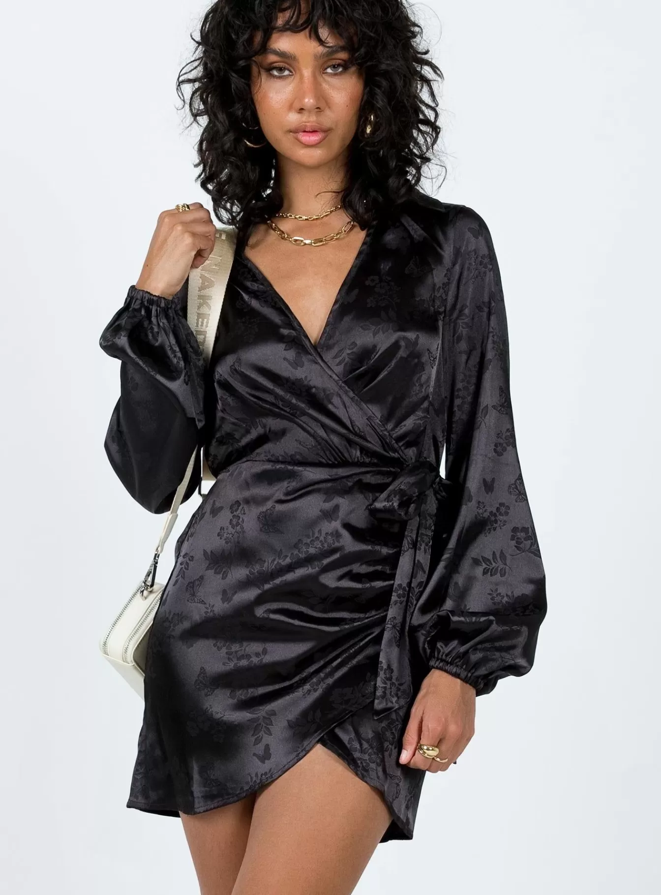 Princess Polly Mini Dresses | Allira Wrap Mini Dress Black