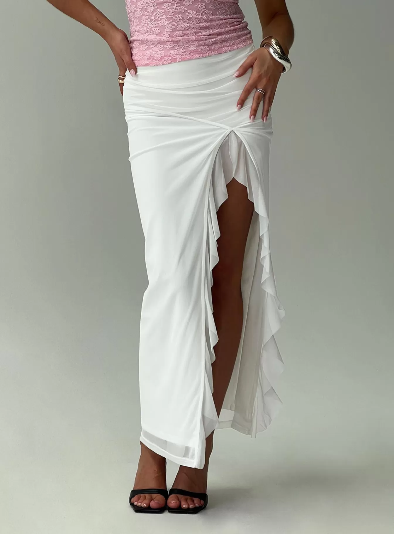 Princess Polly Skirts | Amarie Ruffle Maxi Skirt White