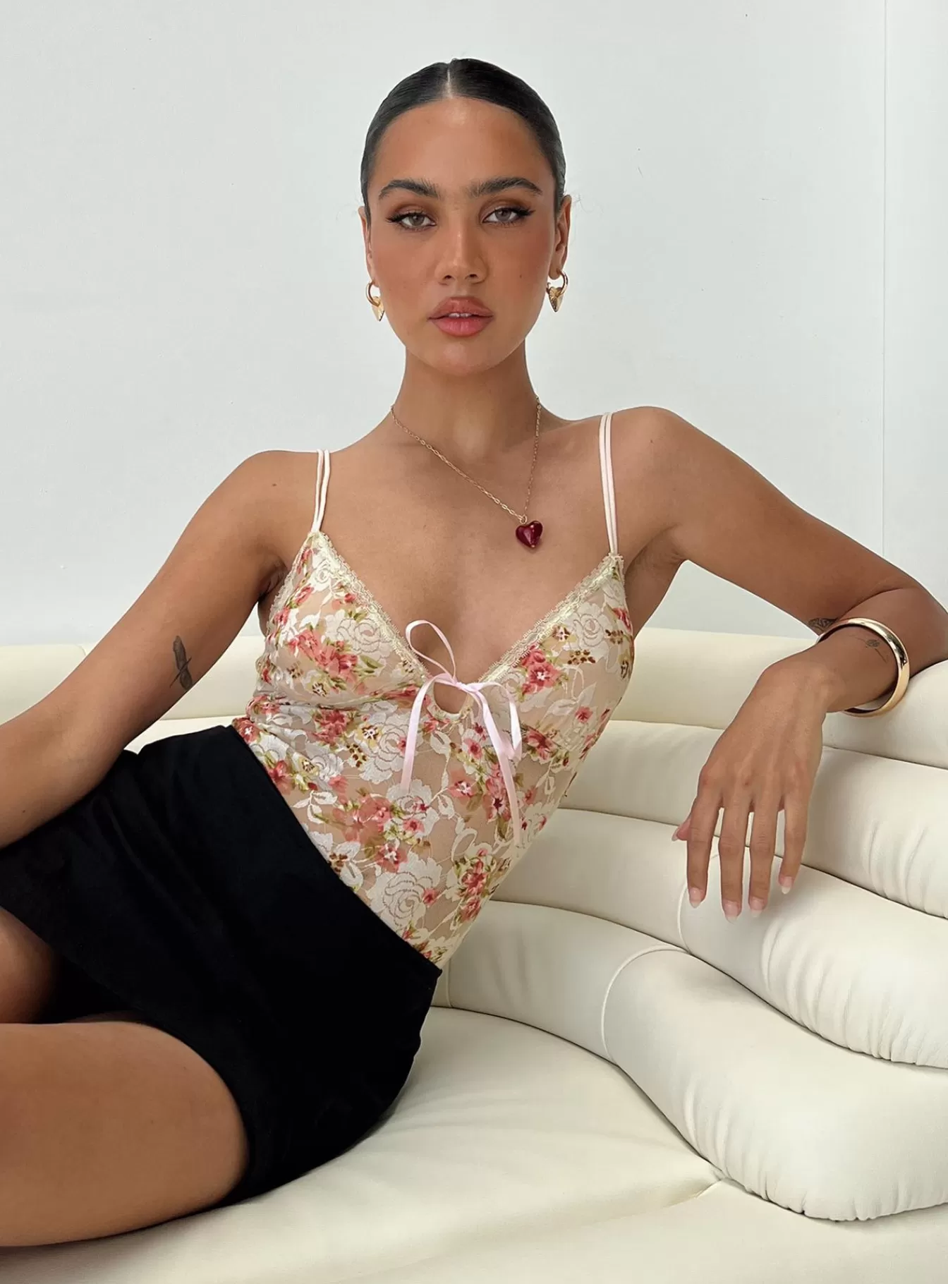 Princess Polly Bodysuits | Amessa Lace Bodysuit Floral White