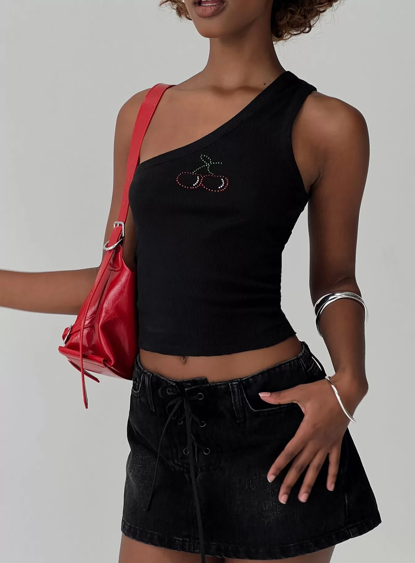 Princess Polly Mini Skirts | Amethysta Denim Skort Black
