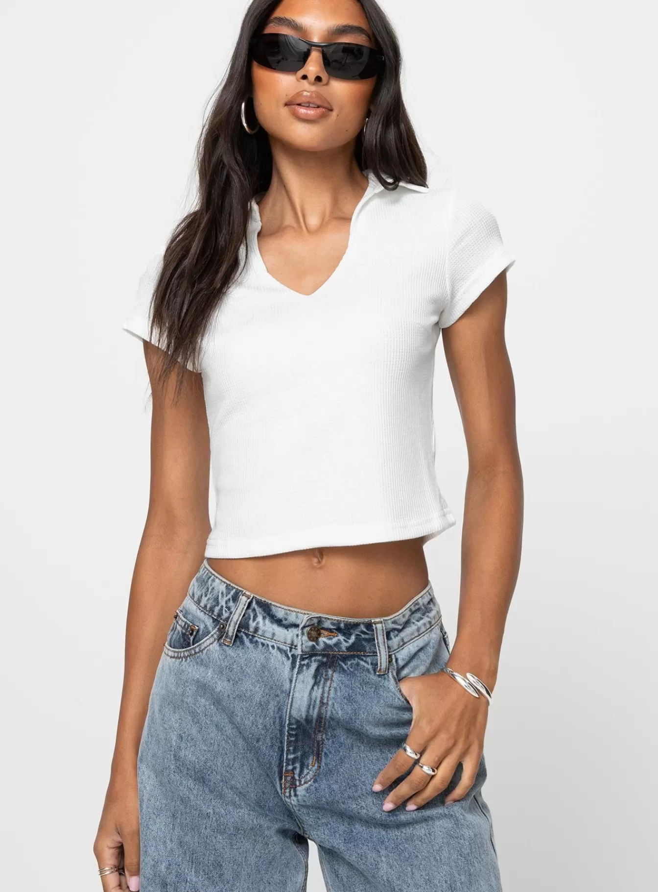 Princess Polly Casual Tops | Amorette Polo Top White