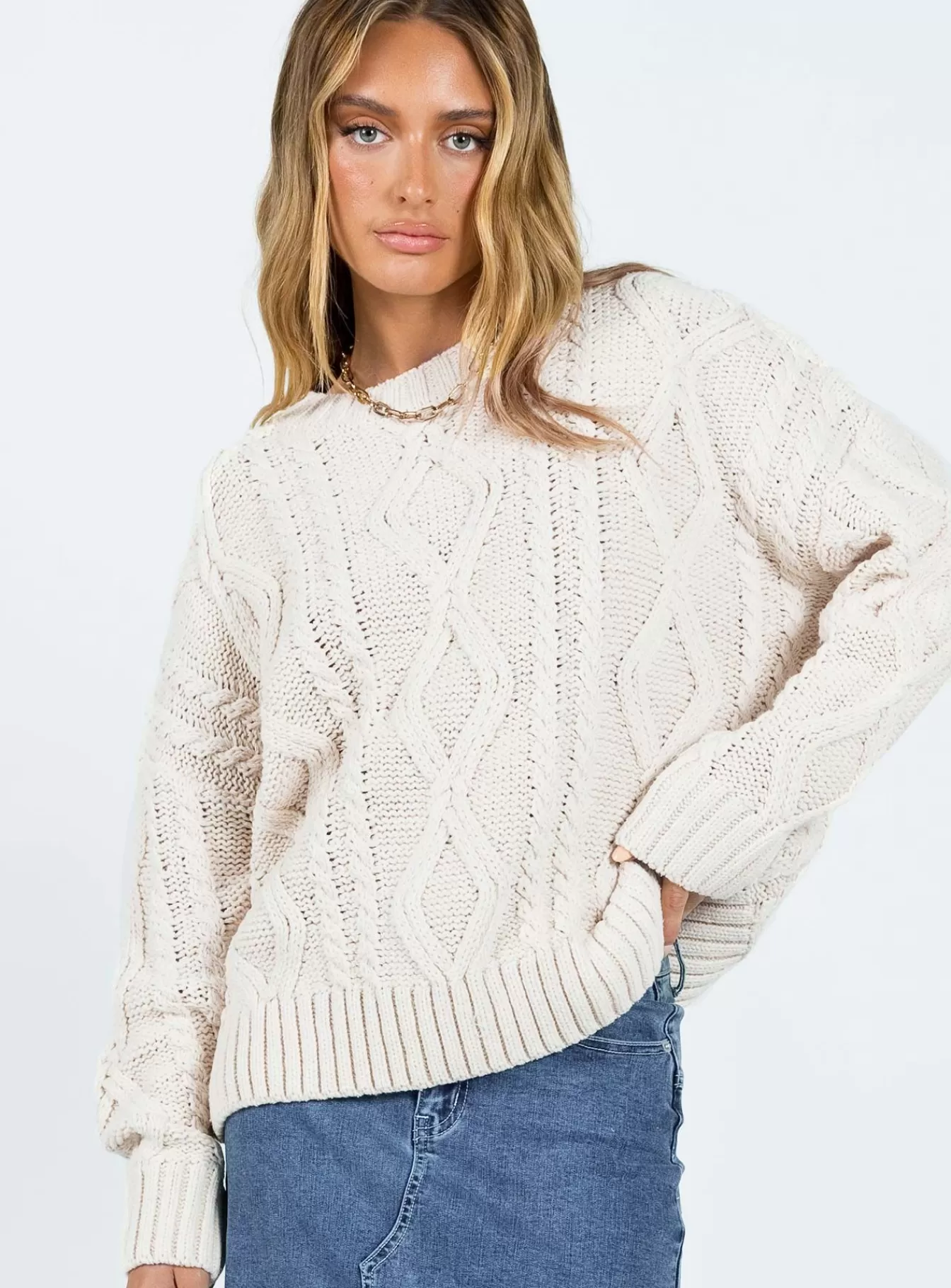 Princess Polly Knitted Sweaters | Anaya Oversized Sweater Beige