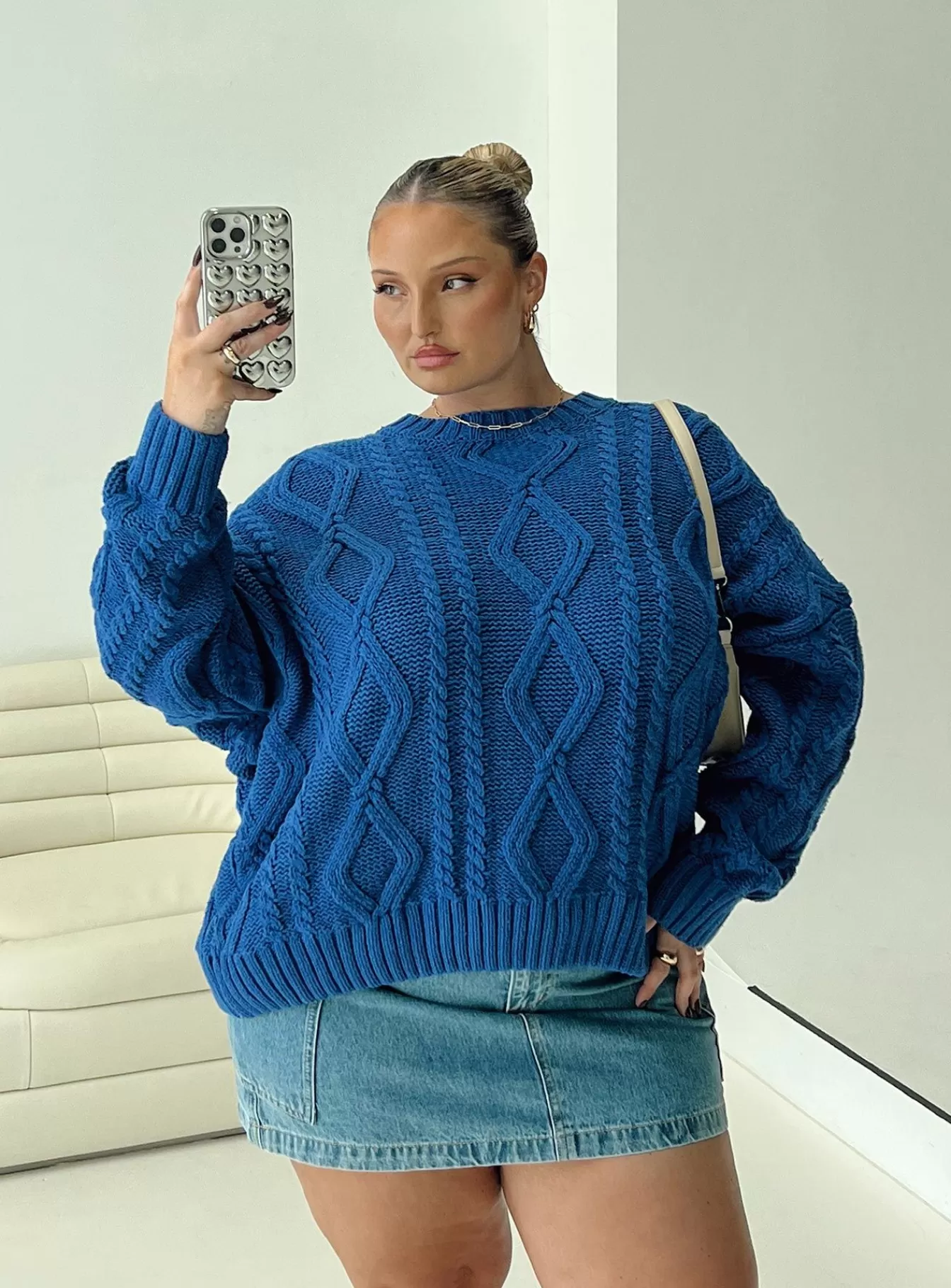 Princess Polly Knitted Sweaters | Anaya Oversized Sweater Monday S Curve Blue