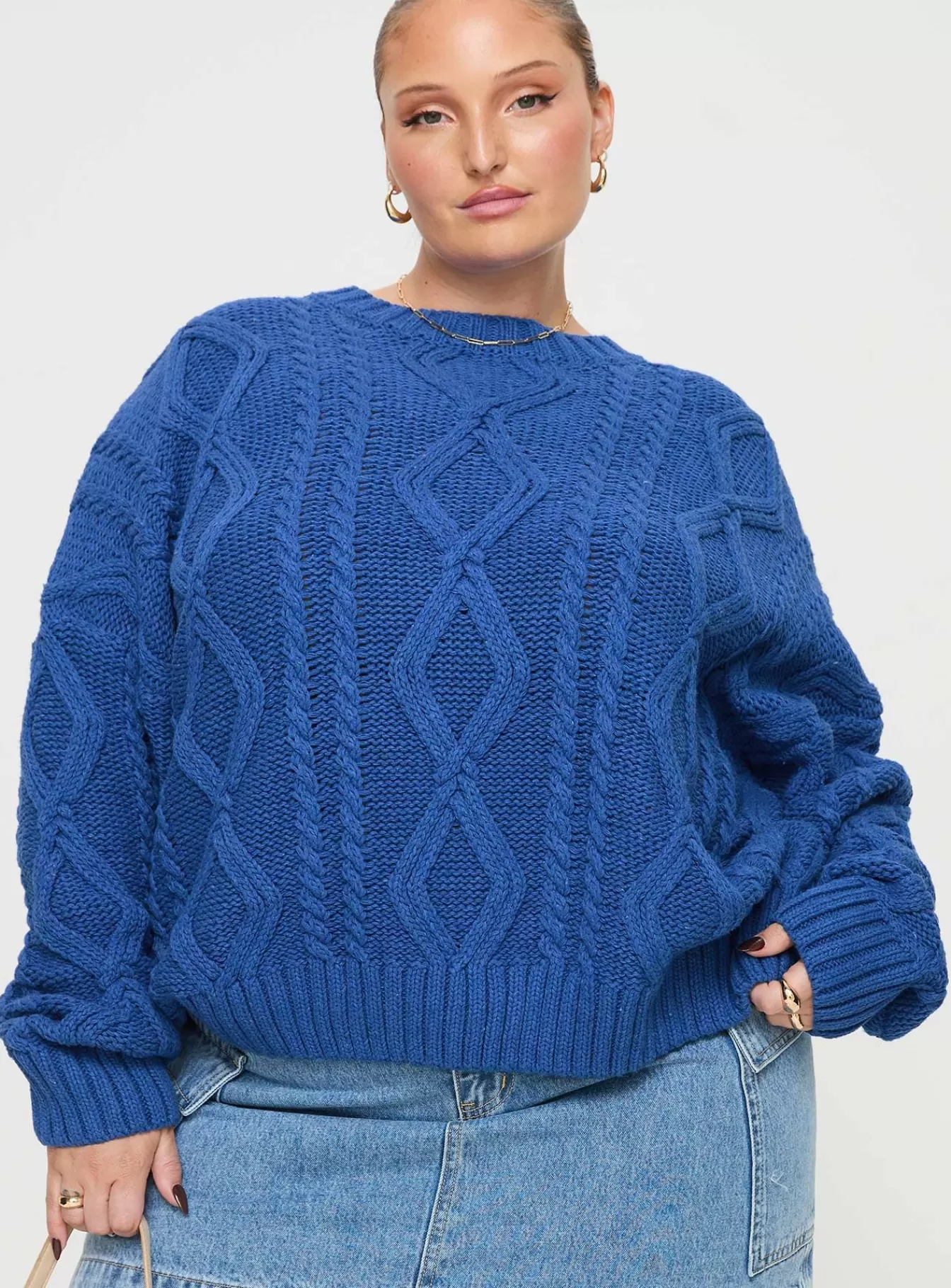 Princess Polly Knitted Sweaters | Anaya Oversized Sweater Monday S Curve Blue