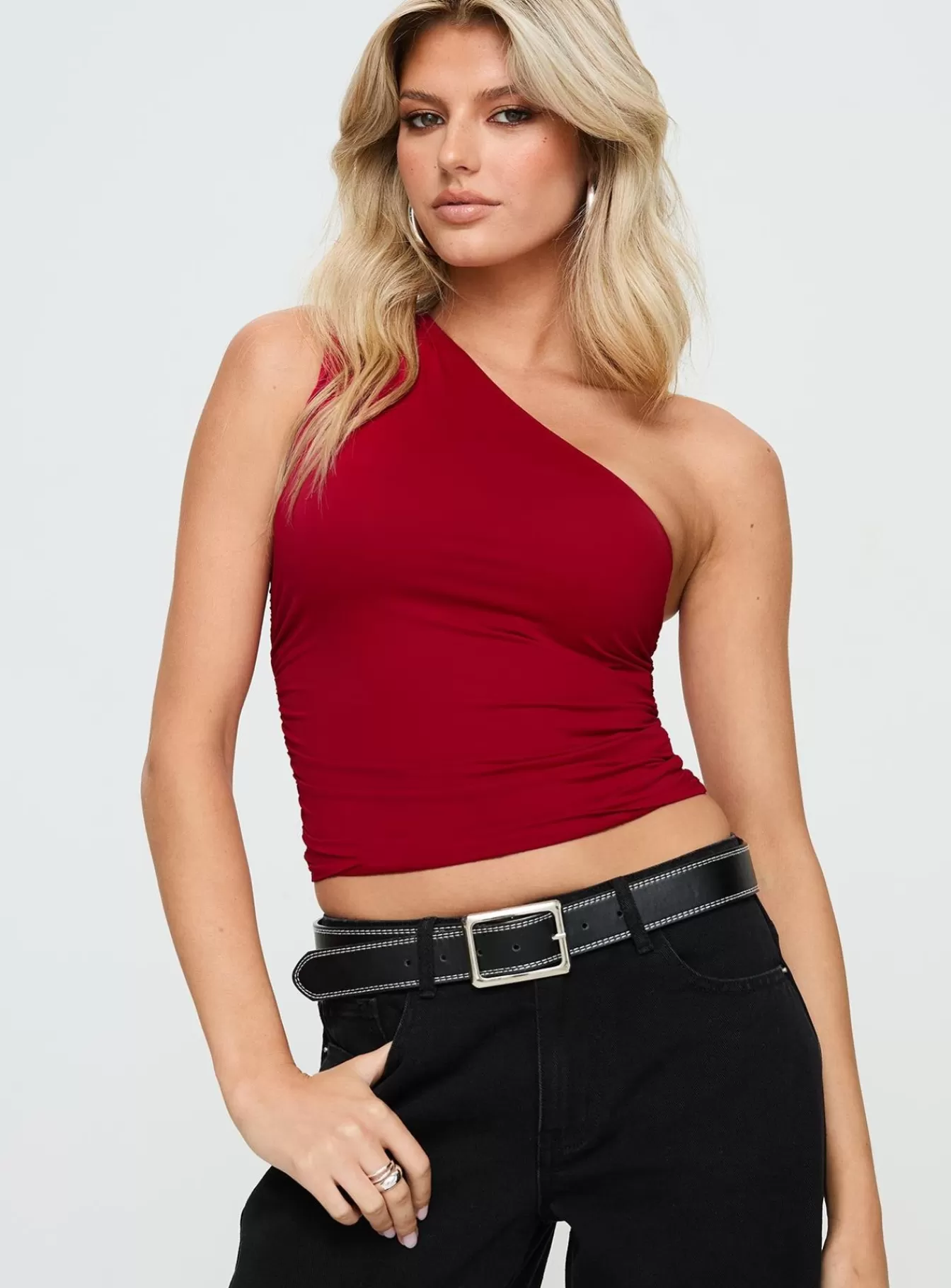 Princess Polly Casual Tops | Annem One Shoulder Top Red