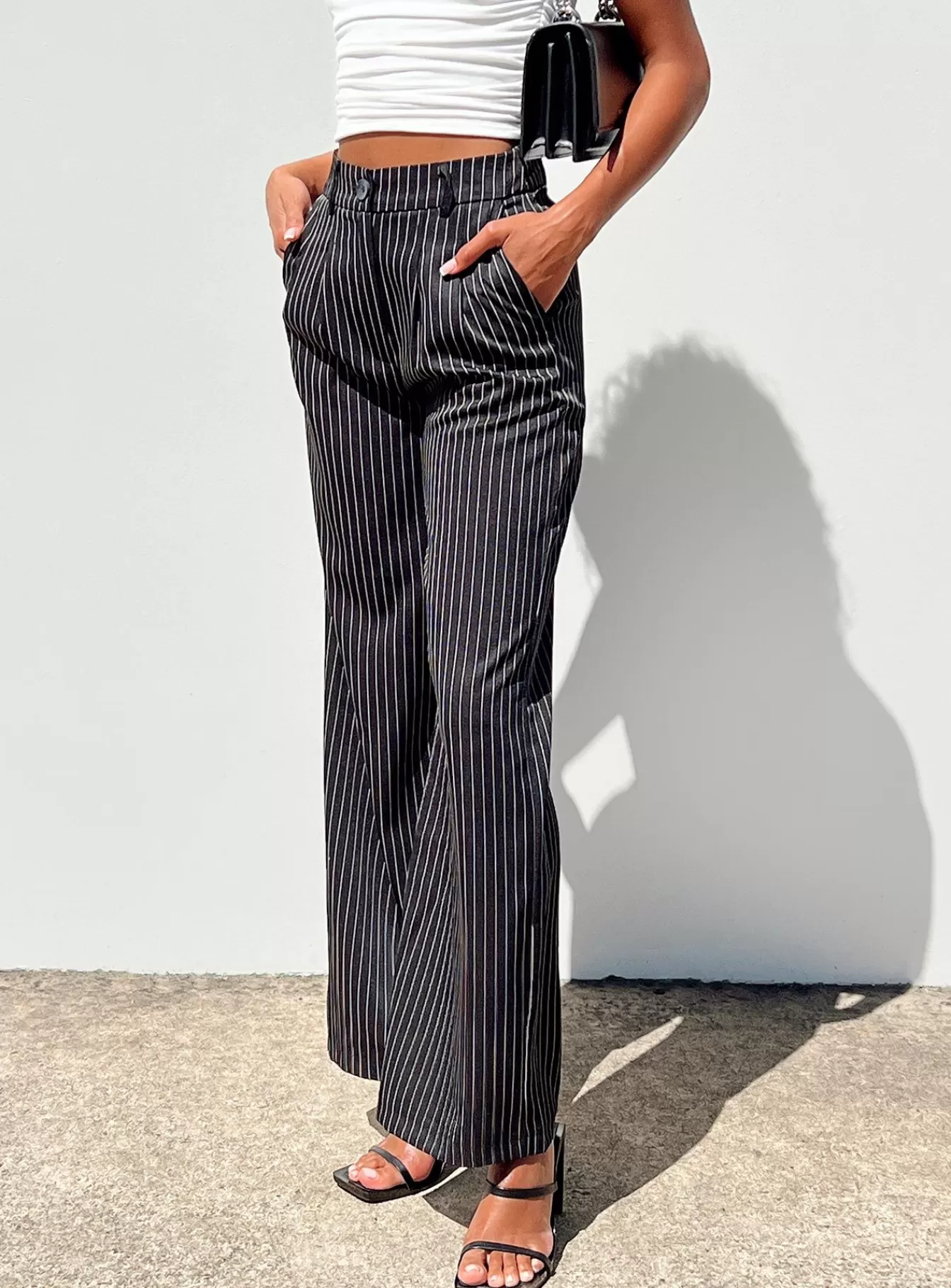 Princess Polly Pants | Archer Pants Pinstripe Black