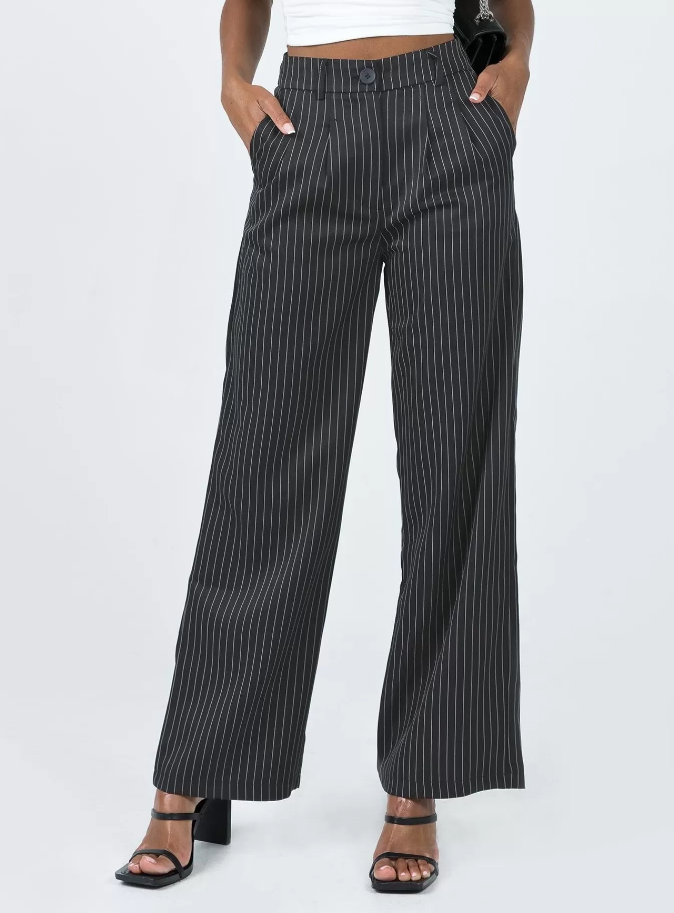 Princess Polly Pants | Archer Pants Pinstripe Black