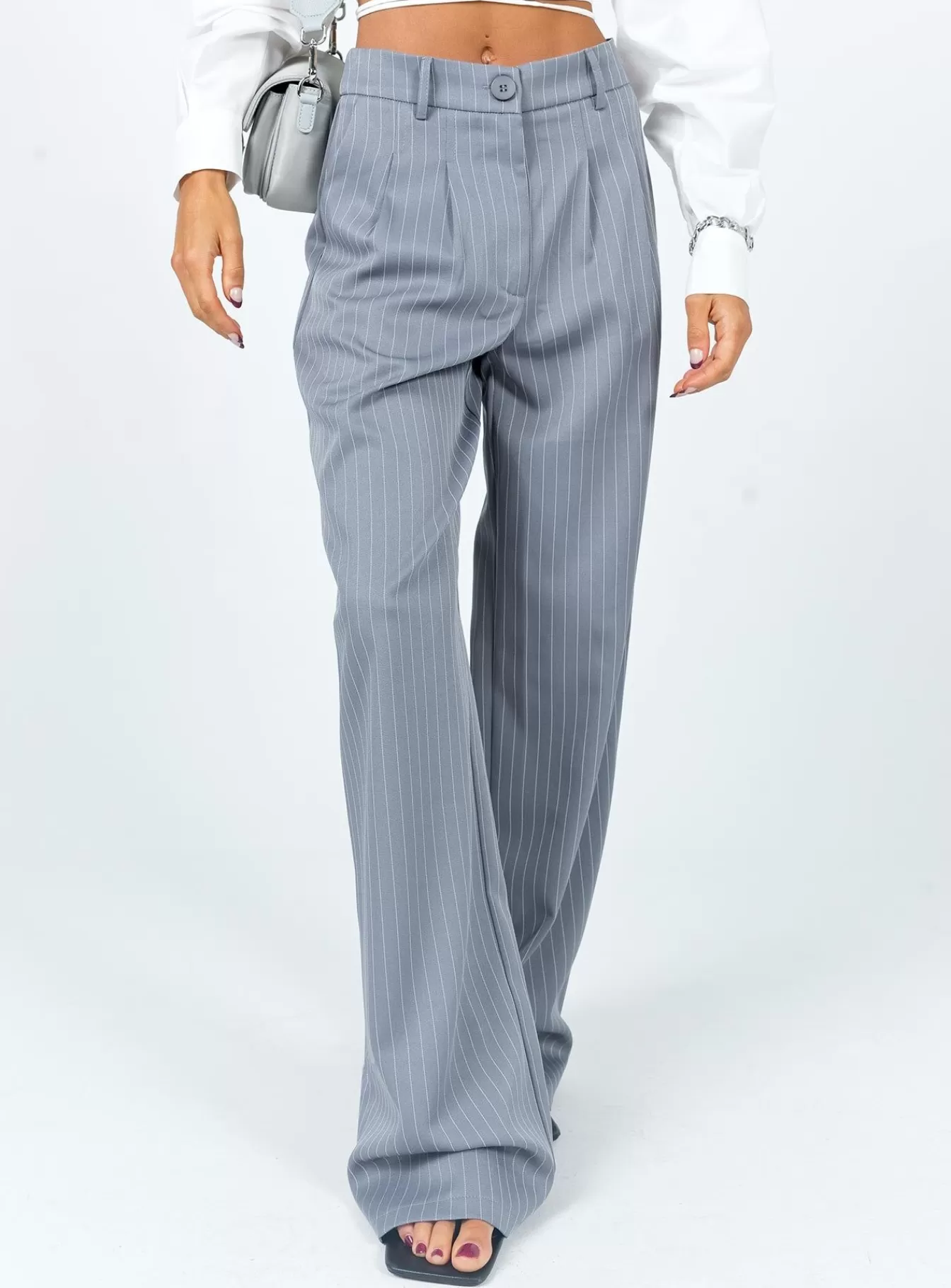Princess Polly Pants | Archer Pants Petite Pinstripe Grey