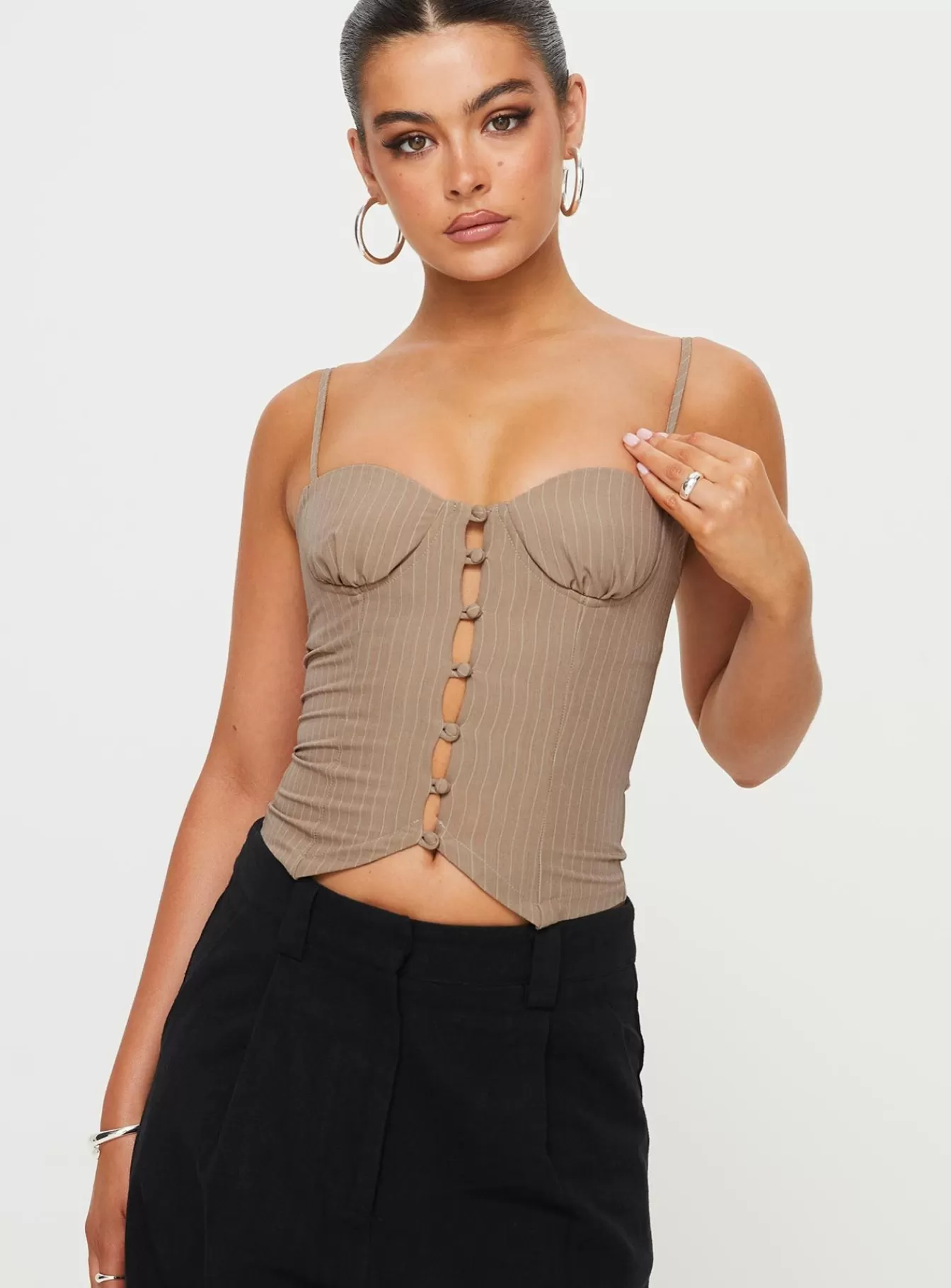 Princess Polly Corsets & Bustiers | Archette Corset Vest Beige Stripe