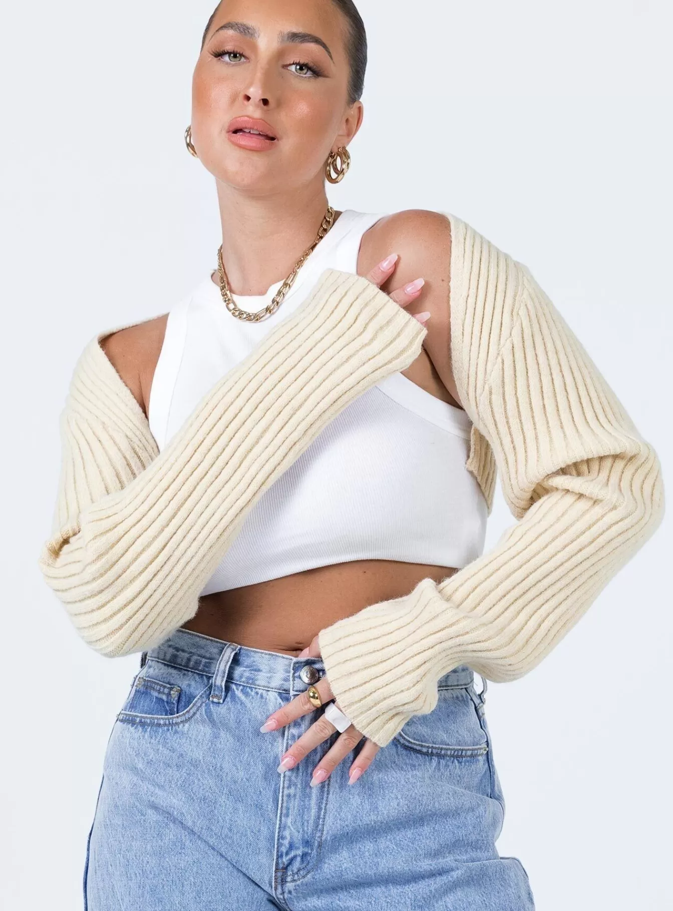 Princess Polly Knitted Sweaters | Aytan Bolero Sweater Beige