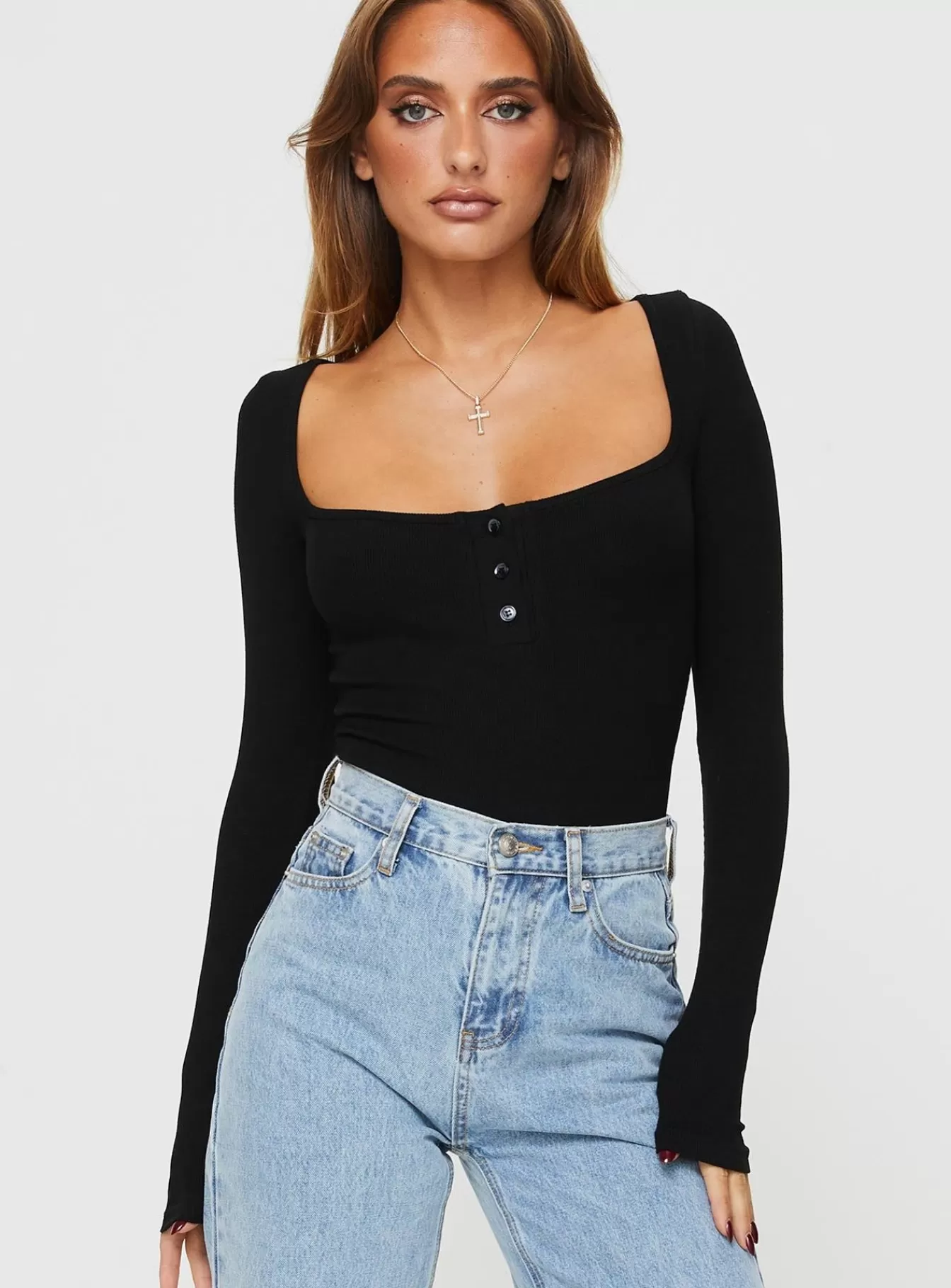 Princess Polly Long Sleeve Tops | Ballard Long Sleeve Bodysuit Black