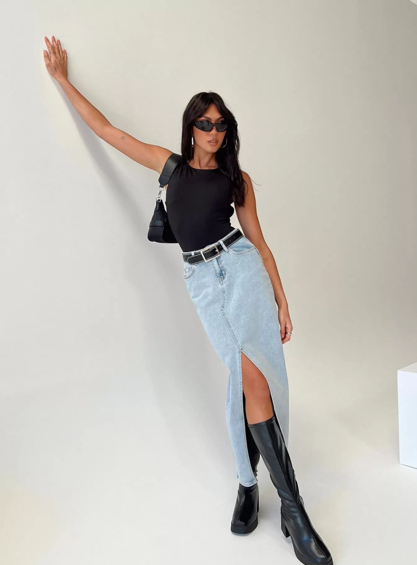 Princess Polly Skirts | Batkins Maxi Skirt Light Wash Denim