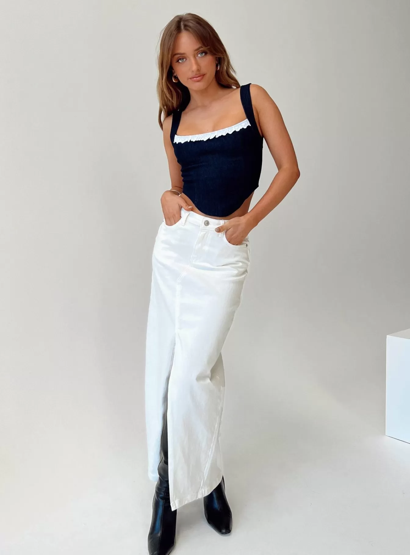 Princess Polly Skirts | Batkins Maxi Skirt Cream Denim