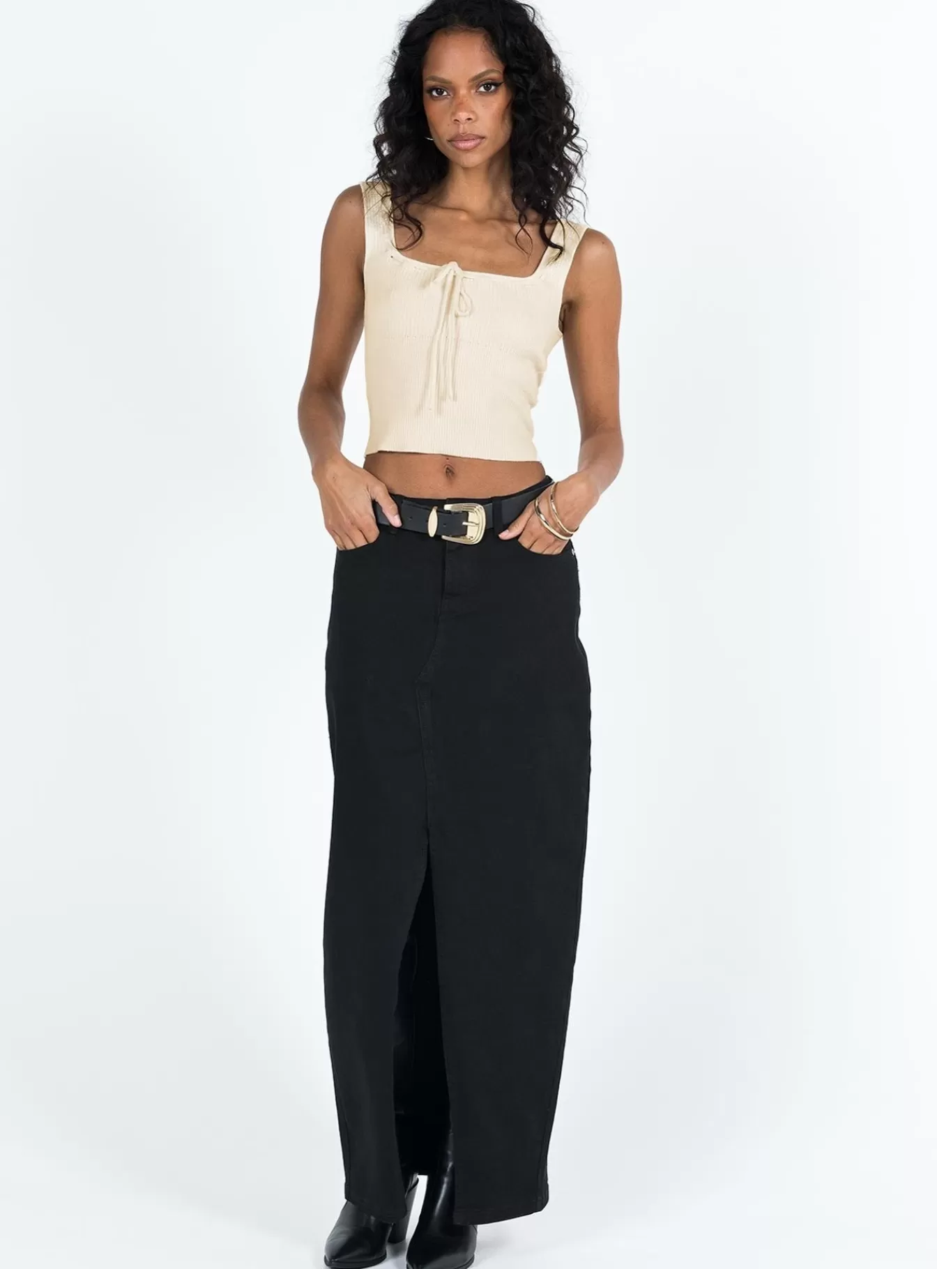 Princess Polly Skirts | Batkins Maxi Skirt Black Washed Black