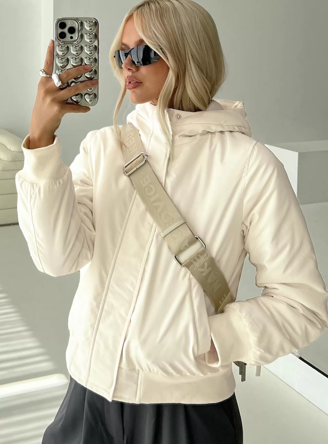 Princess Polly Puffer Jackets | Battle Hooded Jacket Cream
