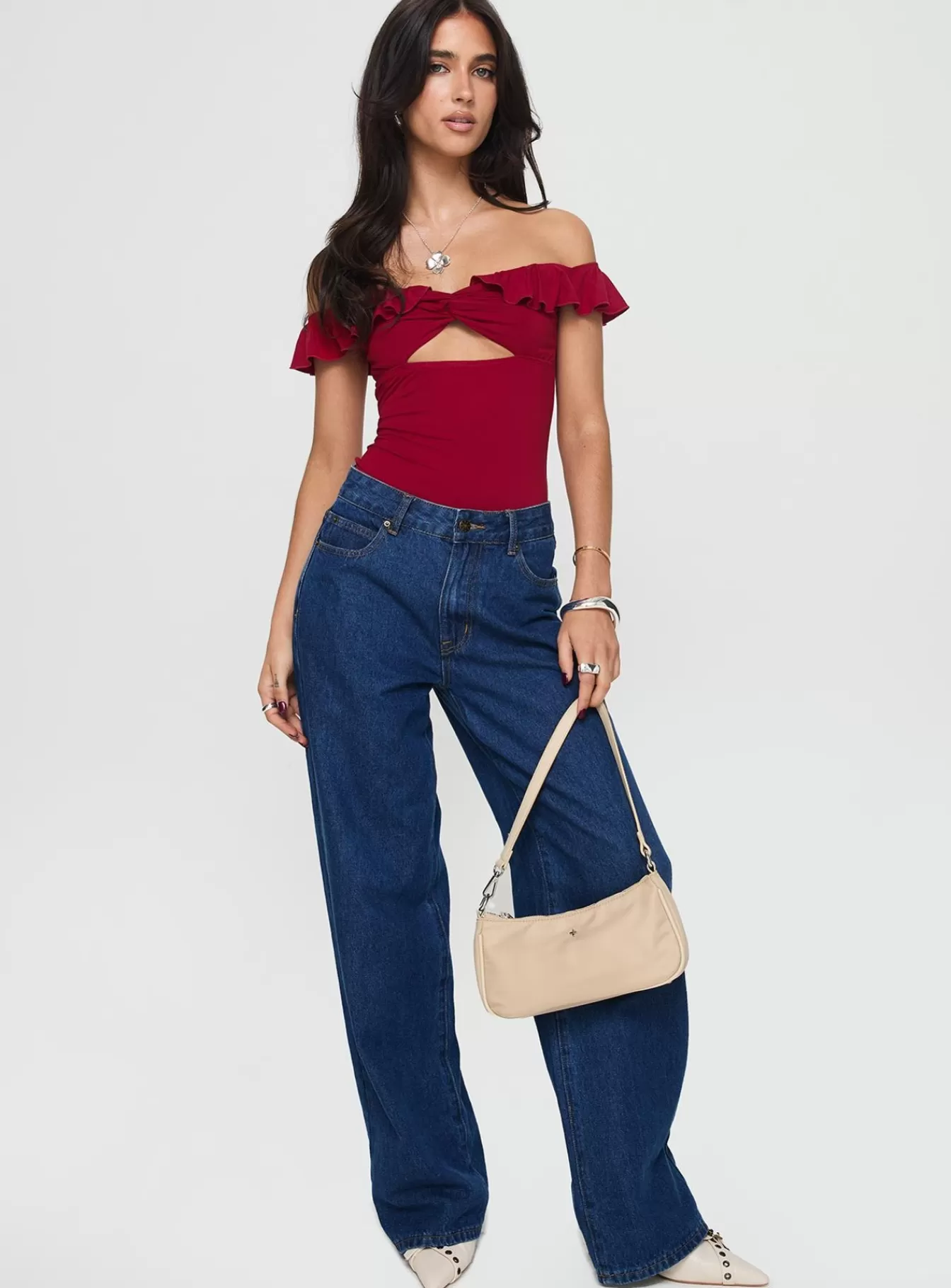 Princess Polly Spring Tops | Be Careful Off The Shoulder Bodysuit Red