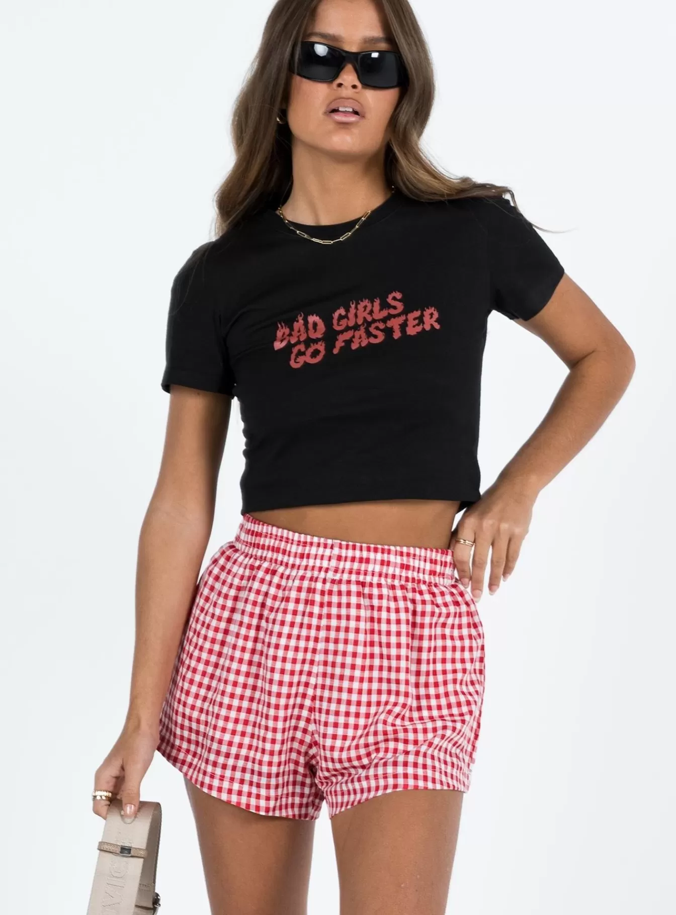 Princess Polly Shorts | Beach House Shorts Gingham Red / White
