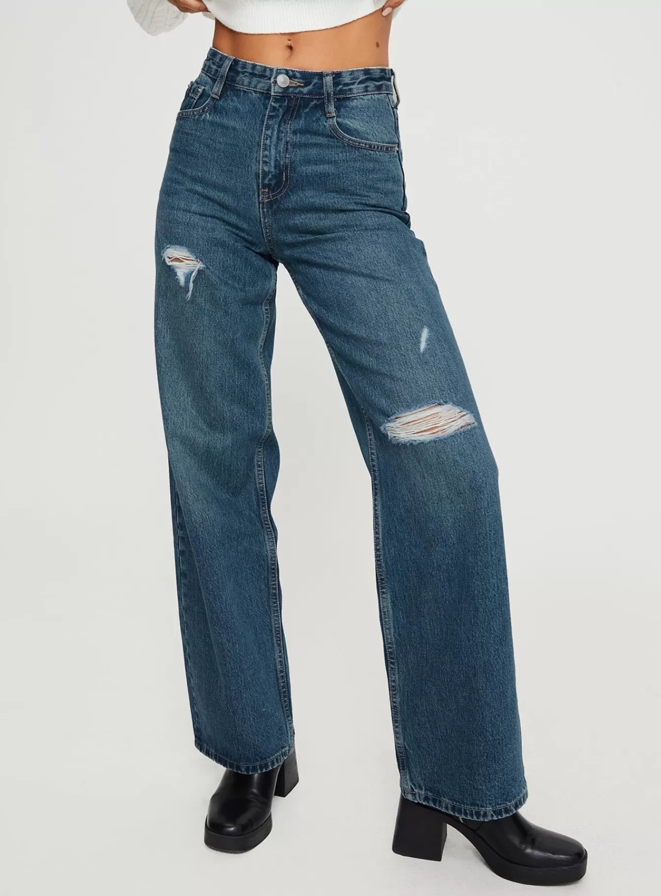 Princess Polly Jeans | Beetle Ripped Jeans Mid Wash