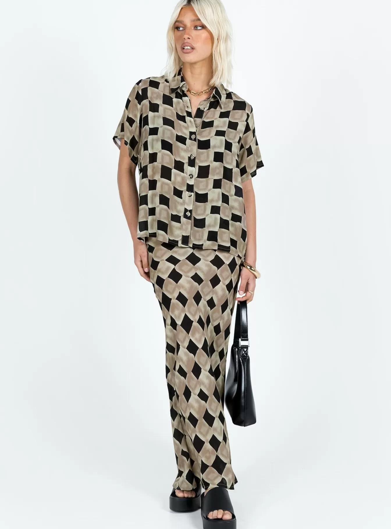 Princess Polly Shirts & Blouses | Bekka Set Brown / Black Brown/ Black