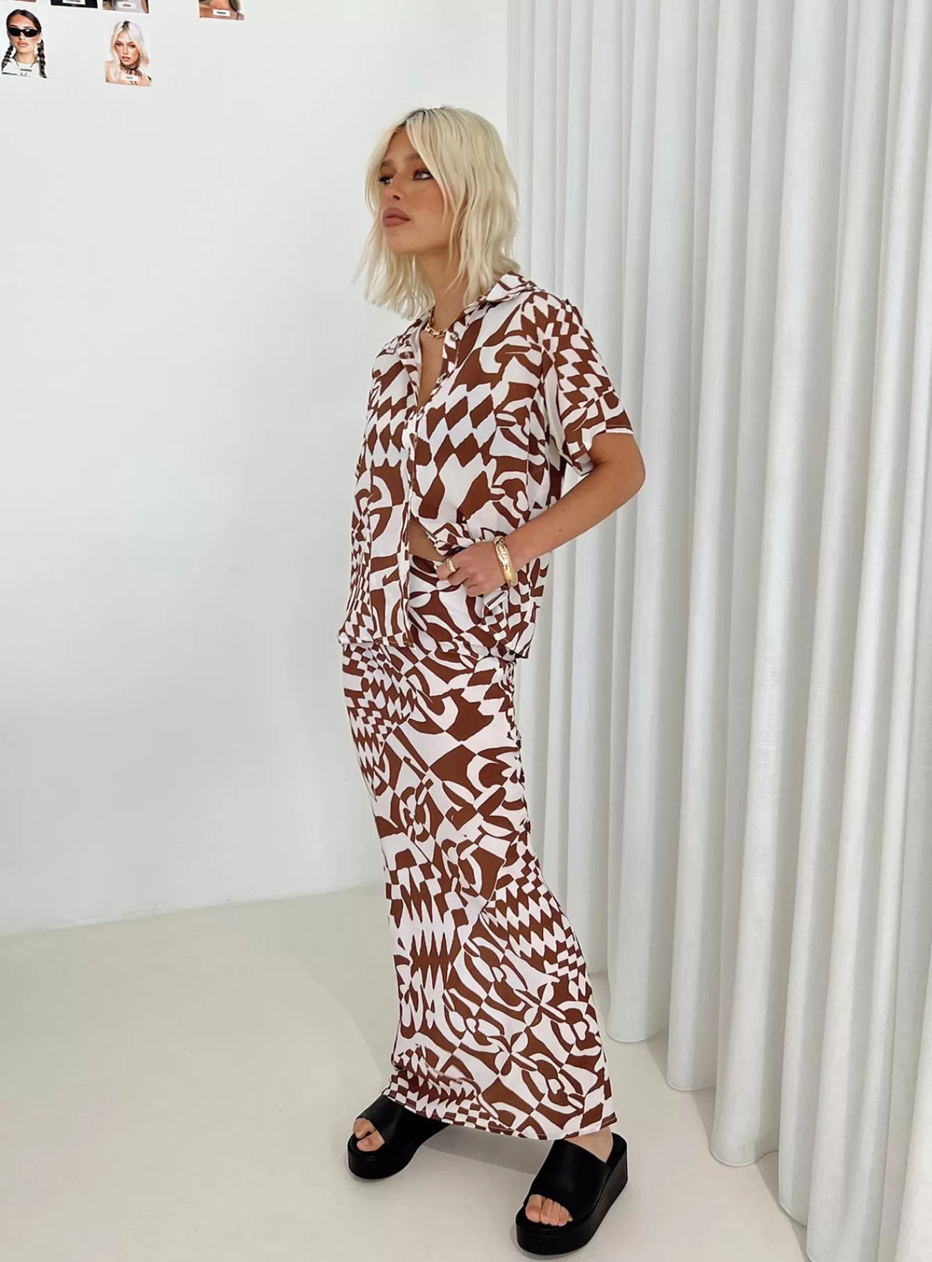 Princess Polly Shirts & Blouses | Bekka Set Brown / White Brown/ White