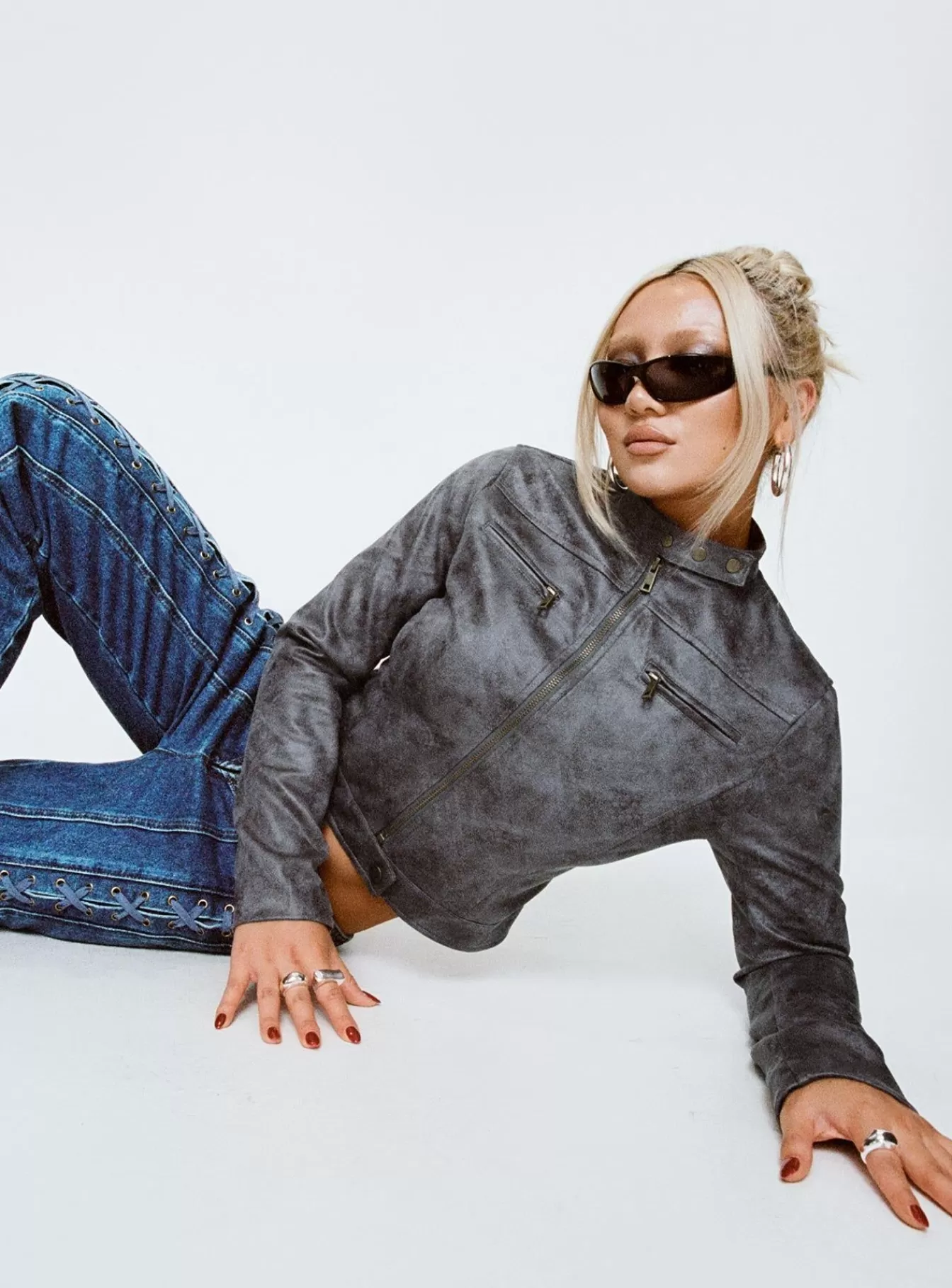Princess Polly Leather Jackets | Bella Moto Jacket Charcoal