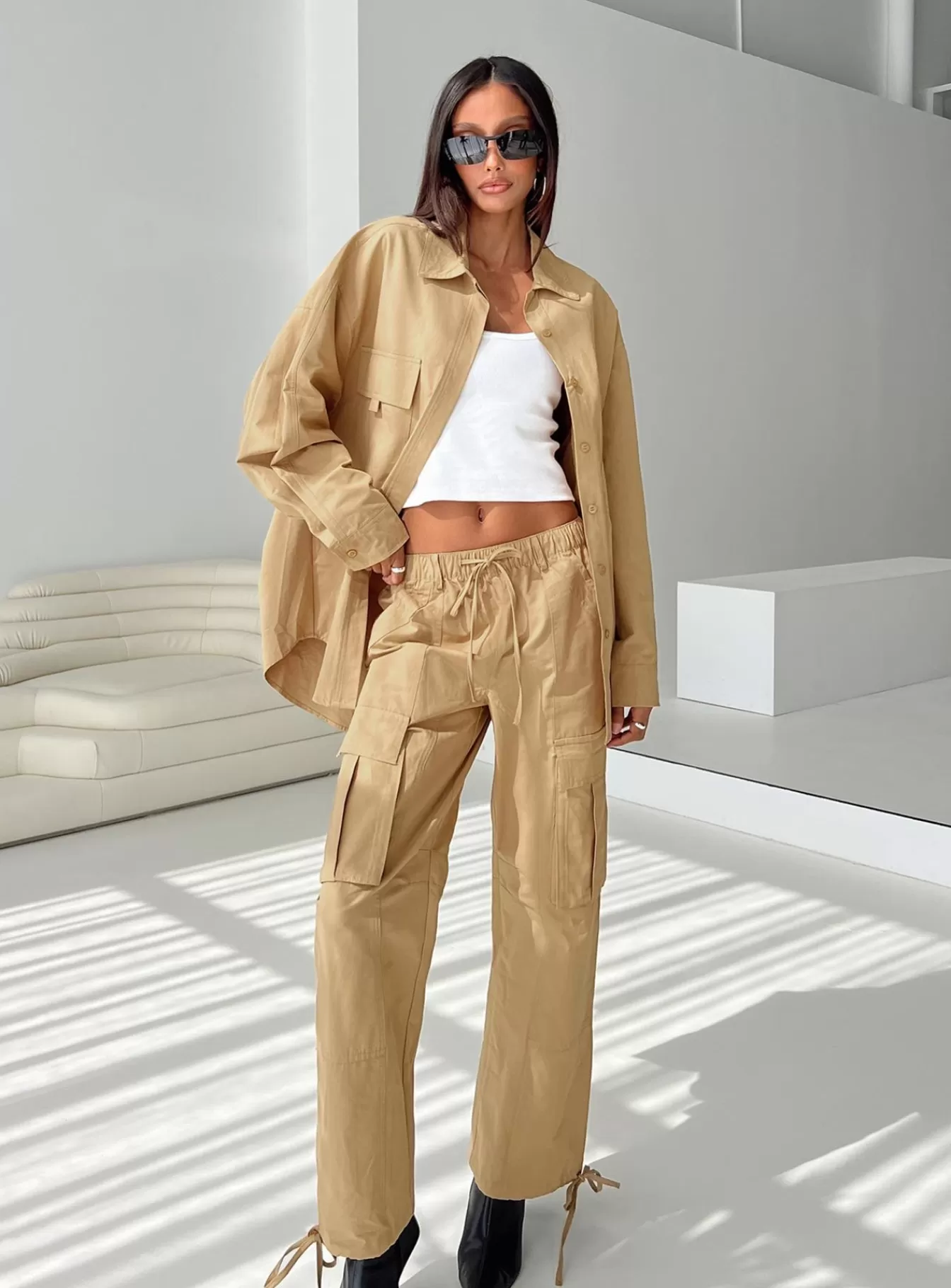 Princess Polly Pants | Bilbury Cargo Pants Caramel