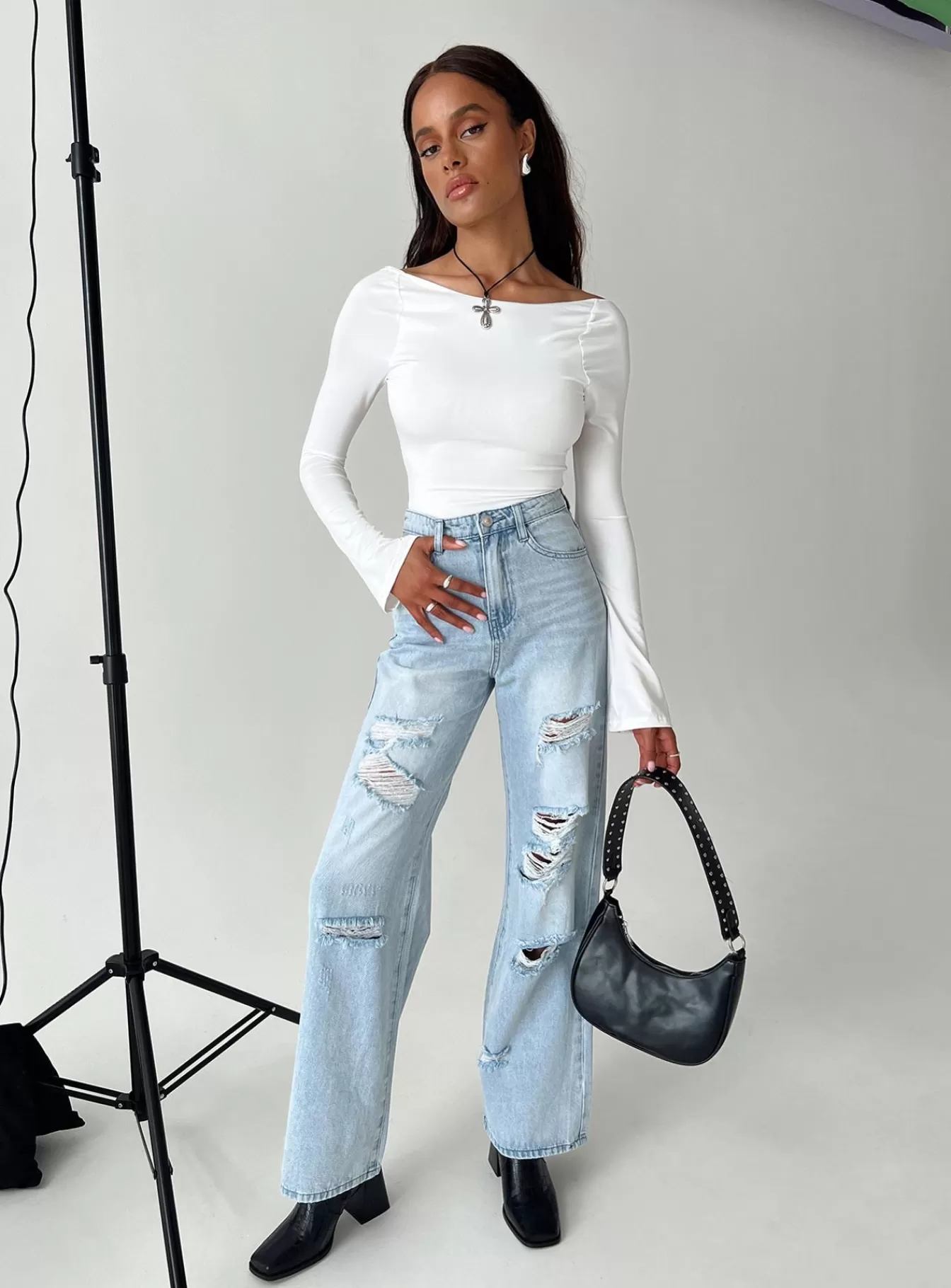 Princess Polly Jeans | Bilston Boyfriend Jeans Light Wash Denim