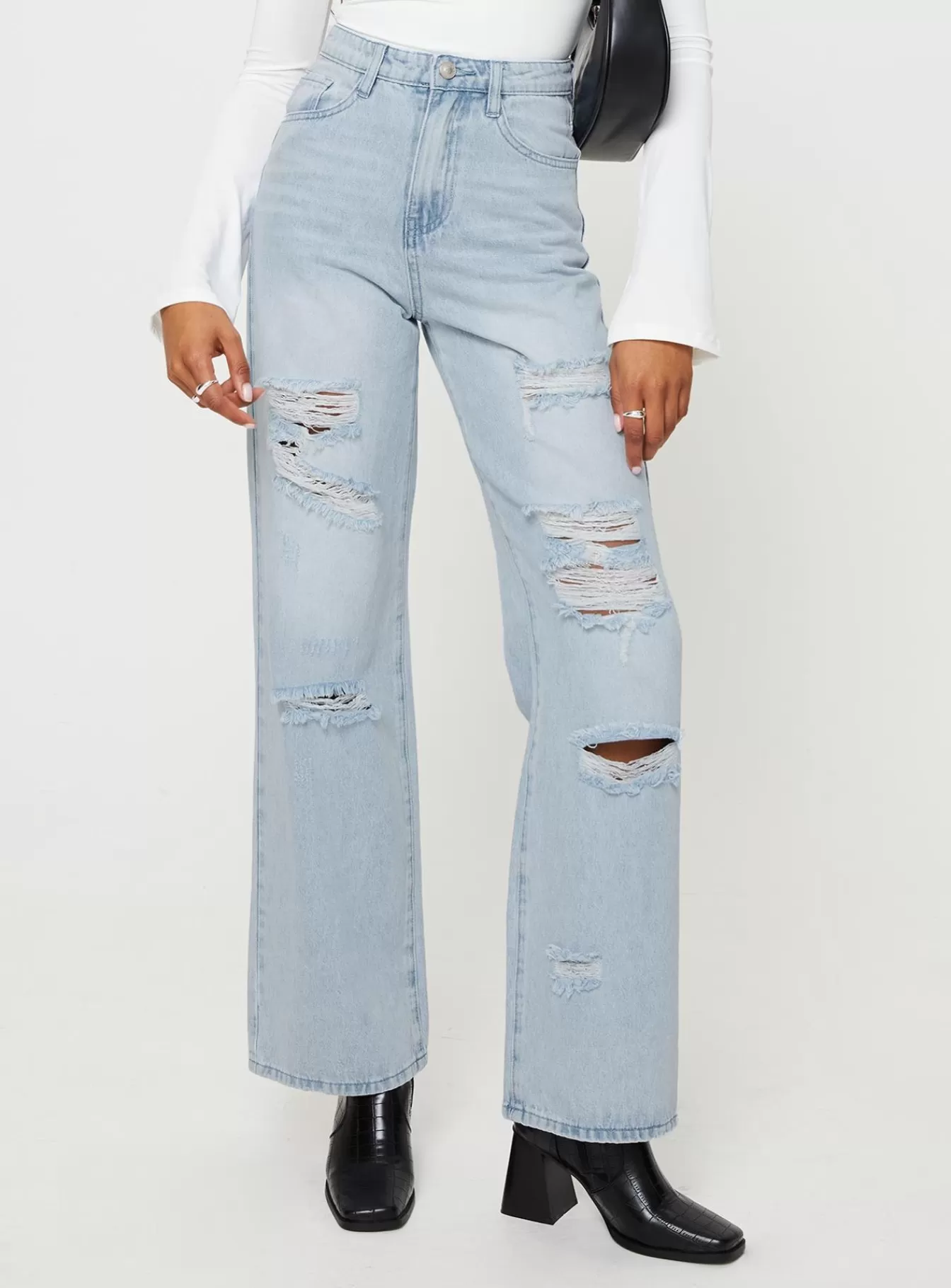 Princess Polly Jeans | Bilston Boyfriend Jeans Light Wash Denim