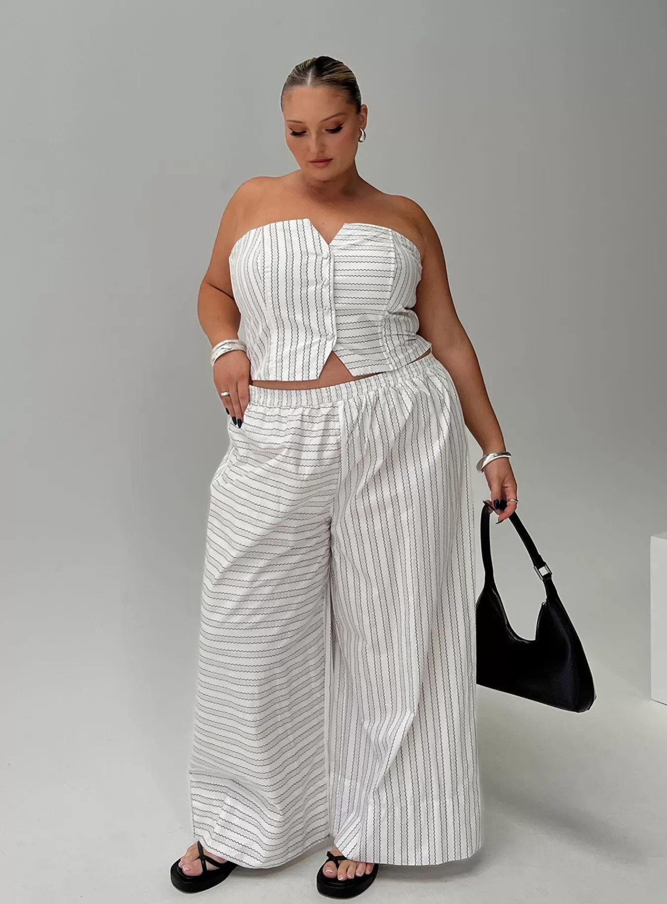 Princess Polly Pants | Boarder Pants Curve White Stripe