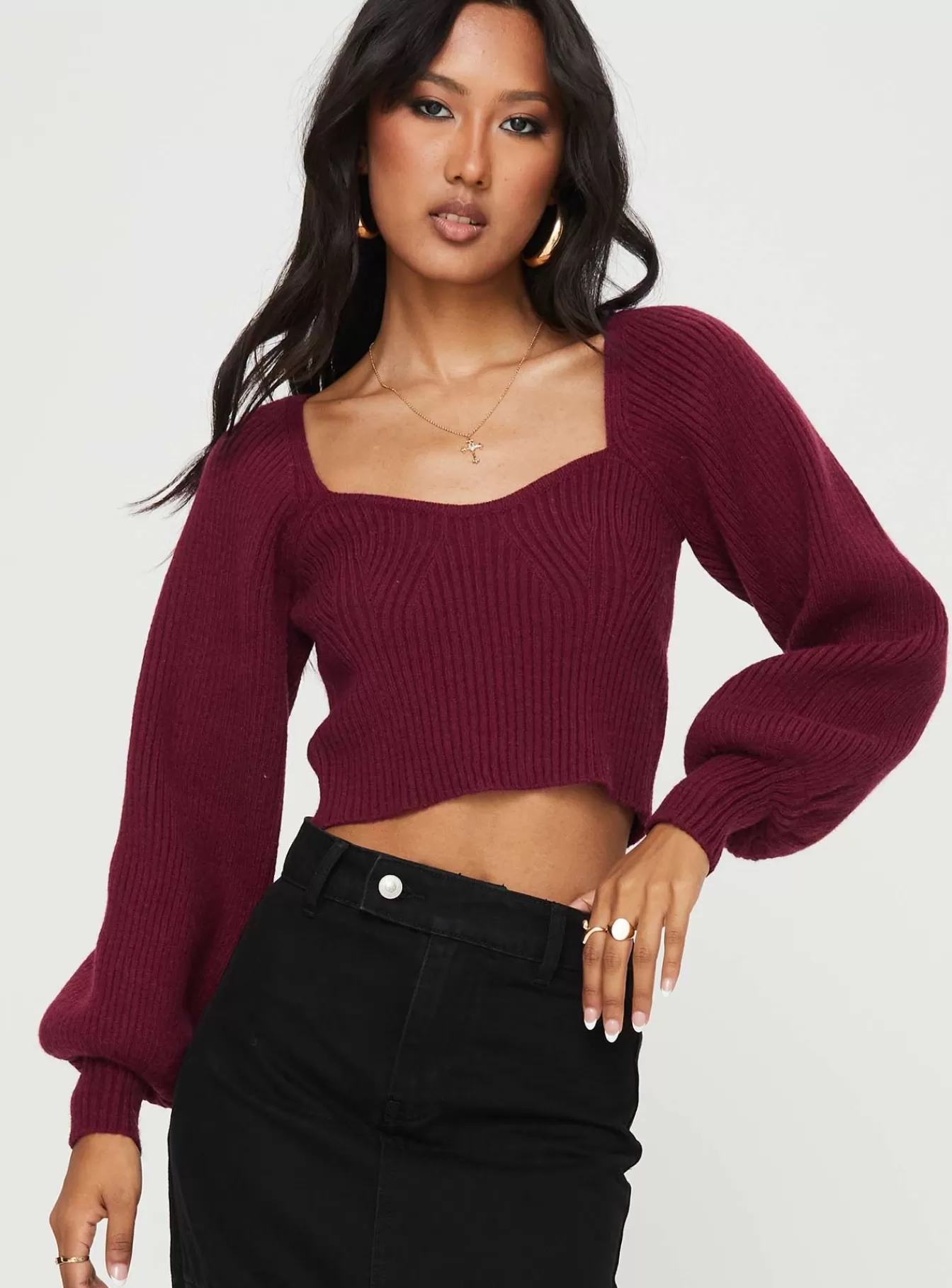 Princess Polly Knitted Sweaters | Bohemia Sweater Burgundy