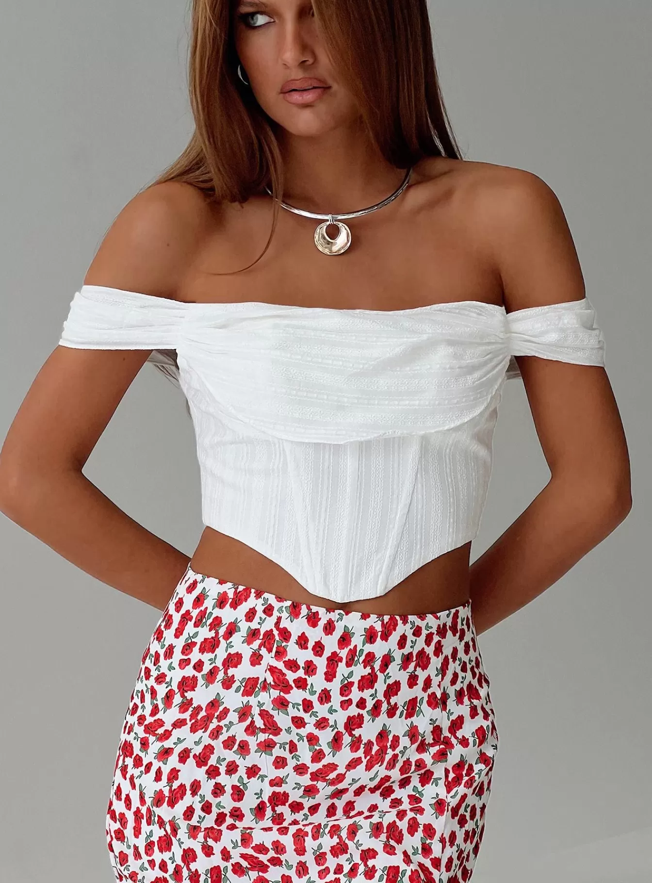 Princess Polly Corsets & Bustiers | Bows & Bells Top White