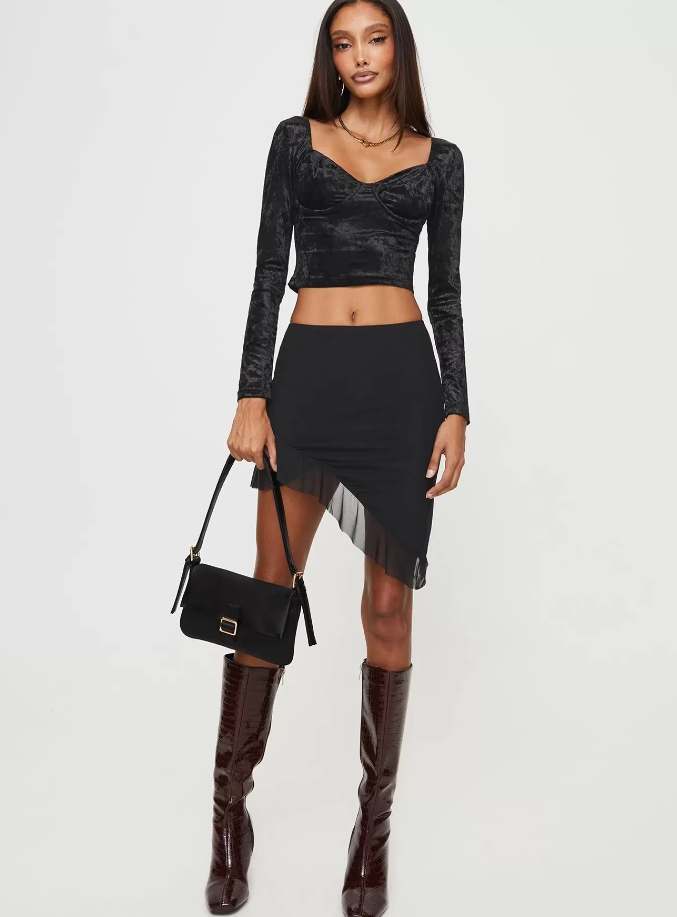 Princess Polly Long Sleeve Tops | Brako Long Sleeve Top Black